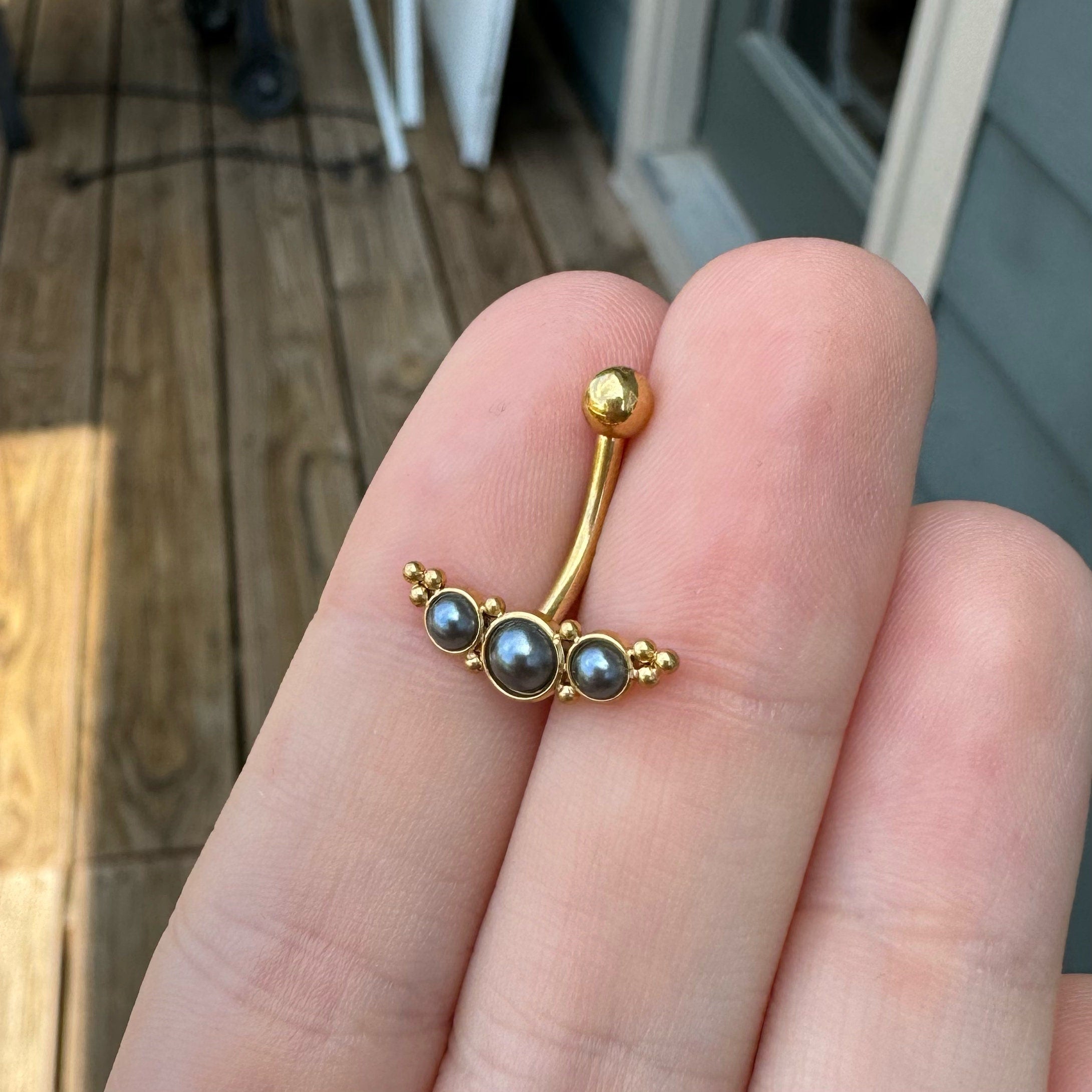 The Black Pearl II Belly Button Ring-Belly Button Rings-Elara Body Jewelry