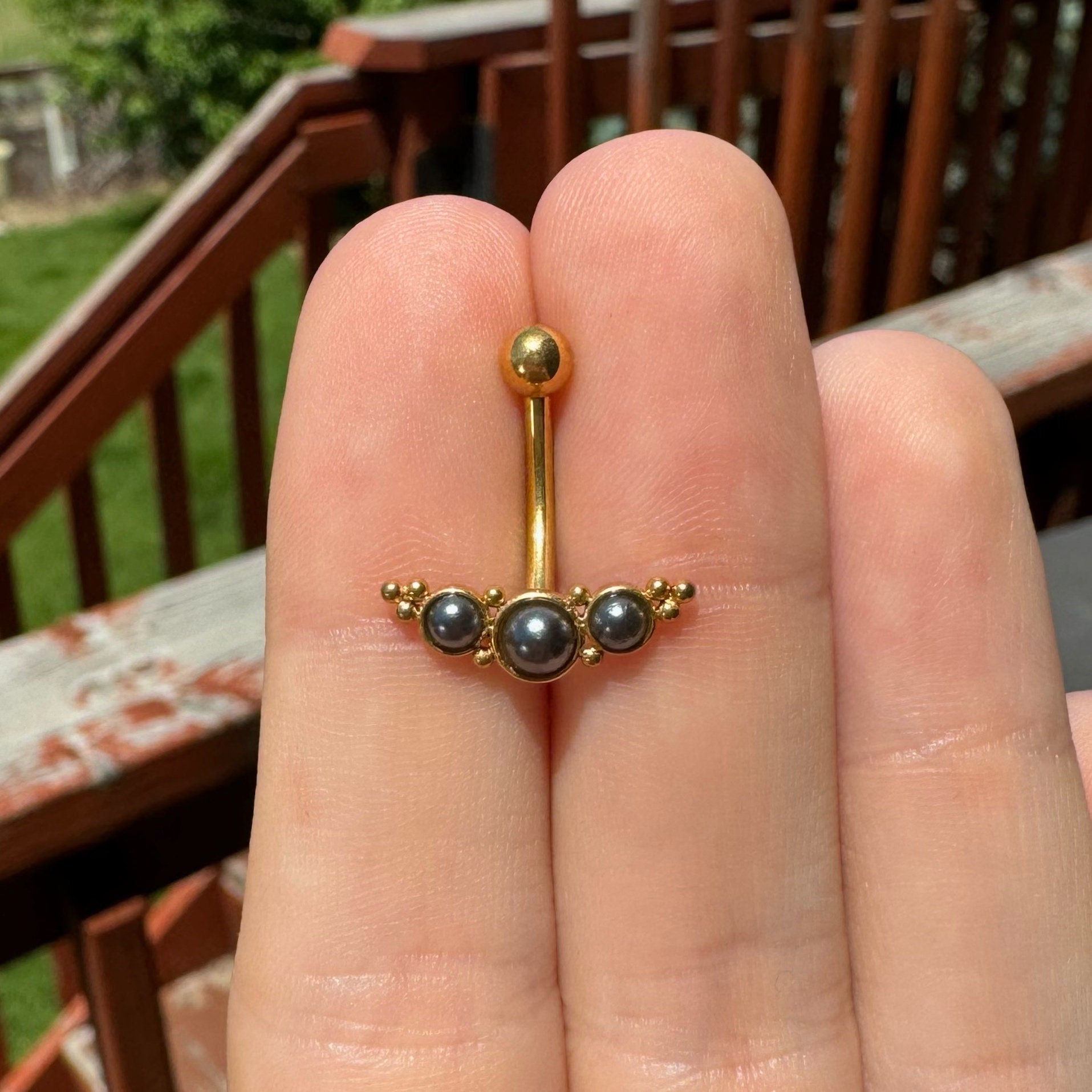 The Black Pearl II Belly Button Ring-Belly Button Rings-Elara Body Jewelry
