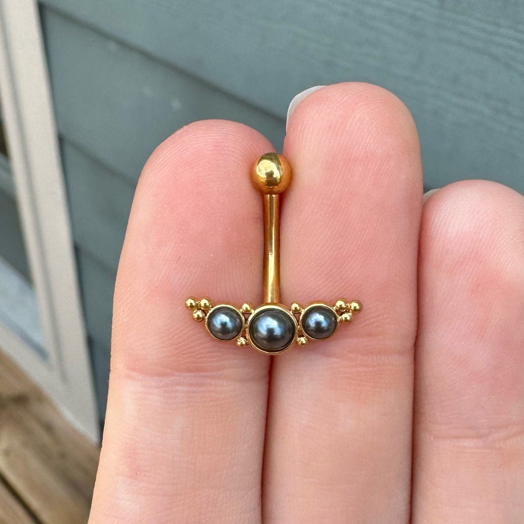 The Black Pearl II Belly Button Ring-Belly Button Rings-Elara Body Jewelry