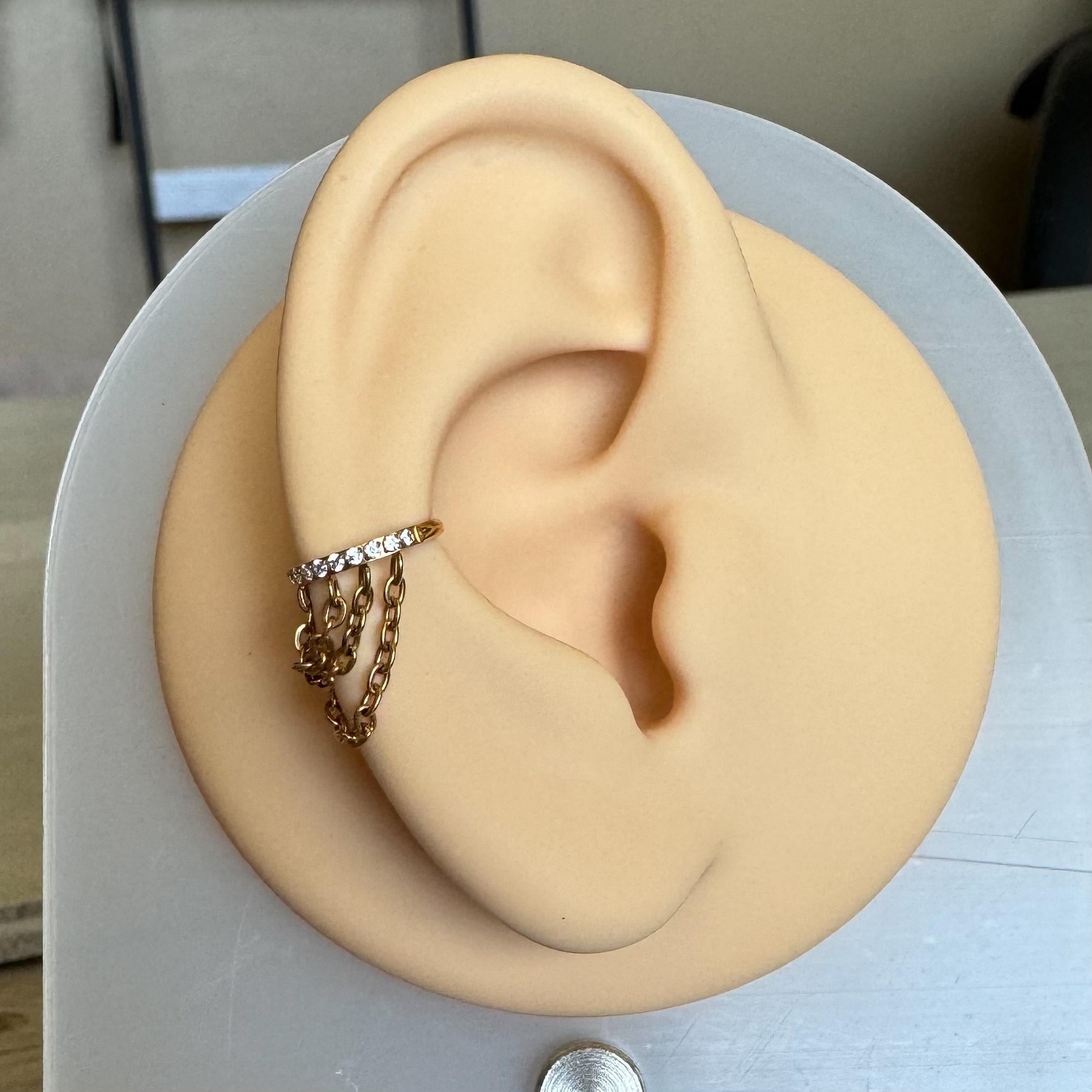 The Cascade Link Conch Earring-Cartilage Earring-Elara Body Jewelry