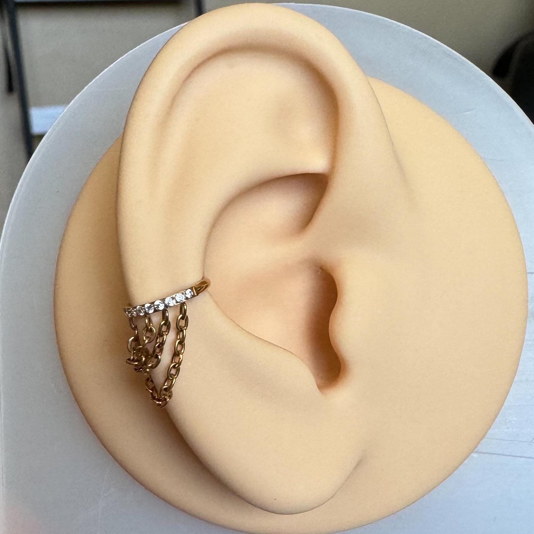 The Cascade Link Conch Earring-Cartilage Earring-Elara Body Jewelry