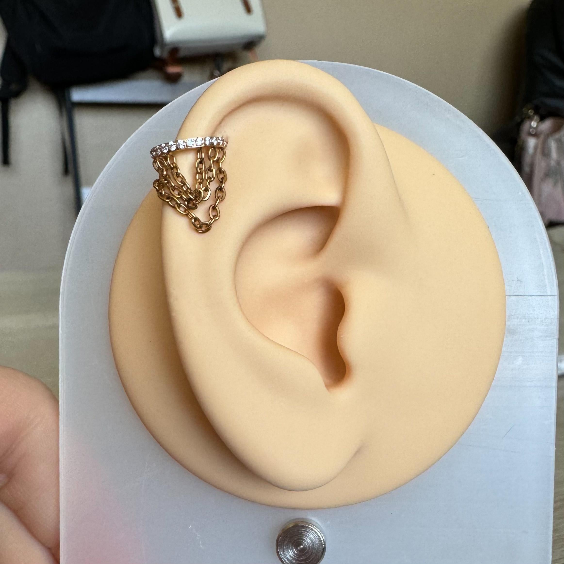 The Cascade Link Helix Earring-Cartilage Earring-Elara Body Jewelry