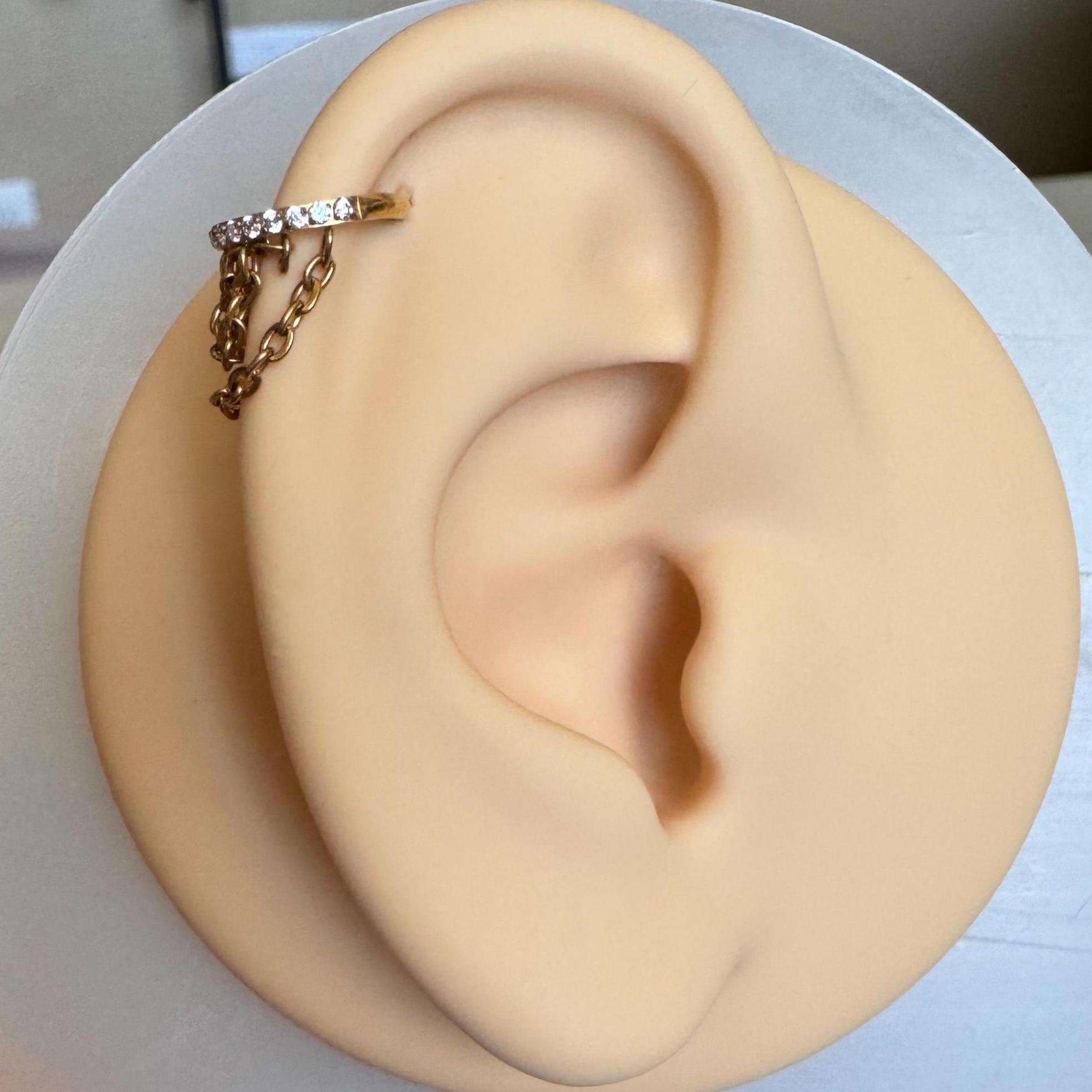 The Cascade Link Helix Earring-Cartilage Earring-Elara Body Jewelry