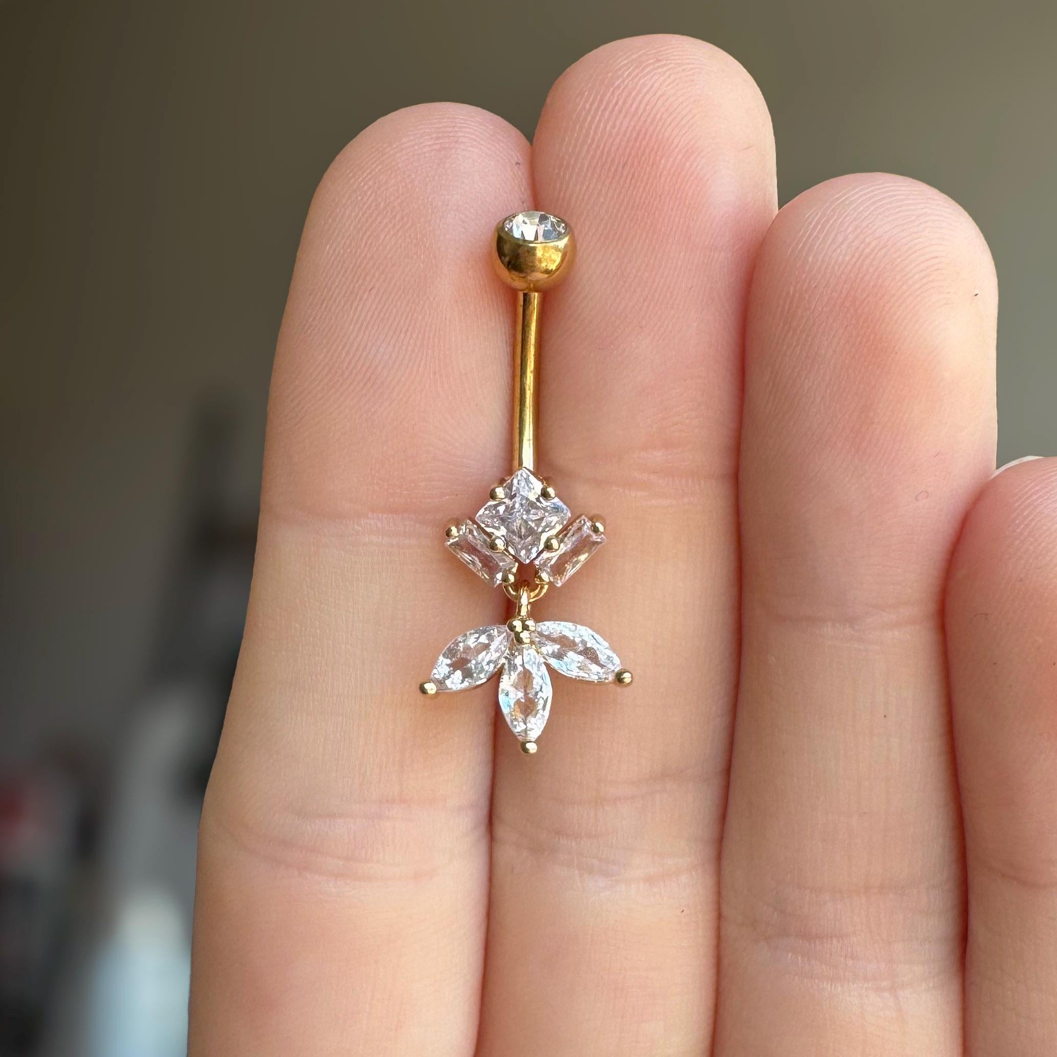 The Verdant Spark Belly Button Ring-Belly Button Rings-Elara Body Jewelry
