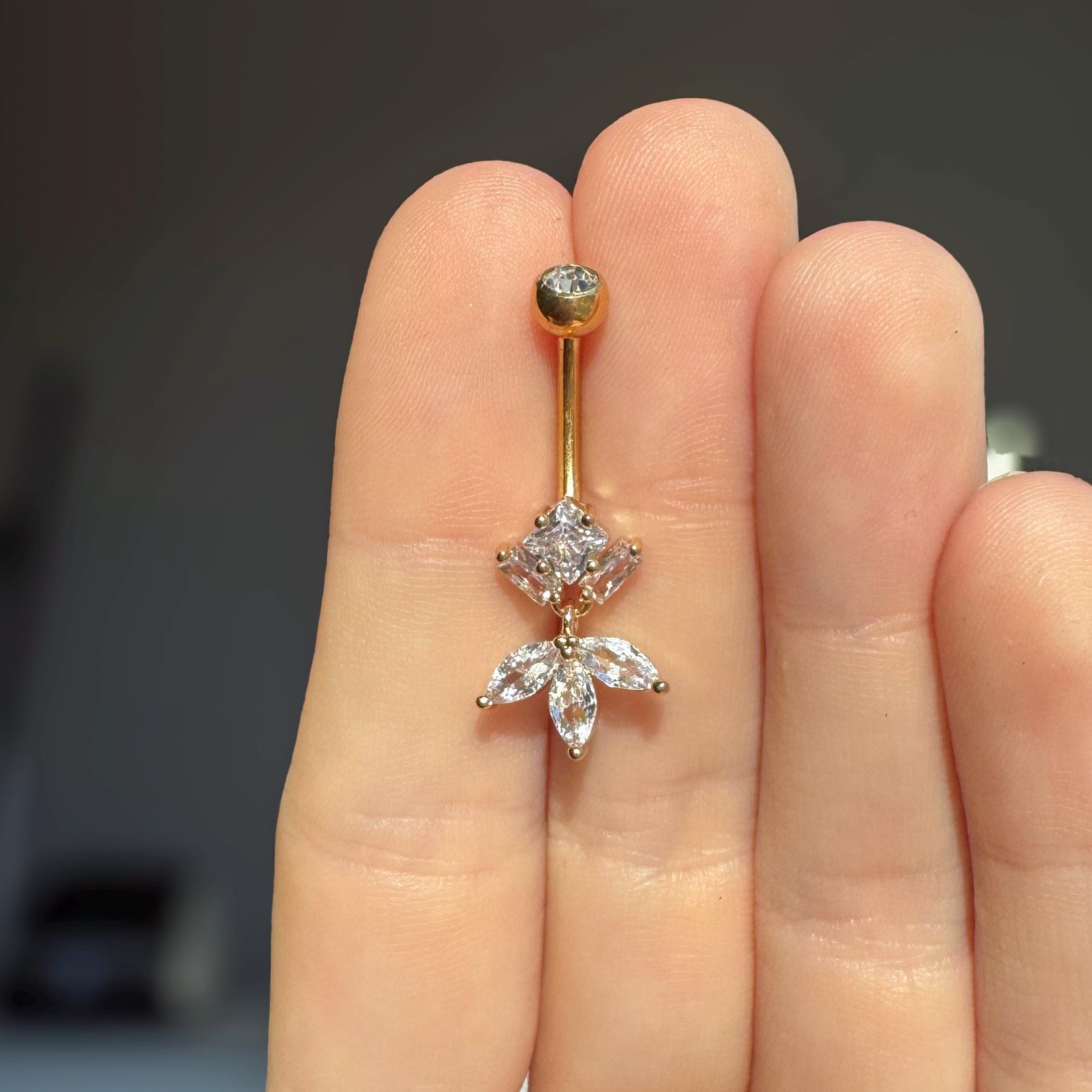 The Verdant Spark Belly Button Ring-Belly Button Rings-Elara Body Jewelry