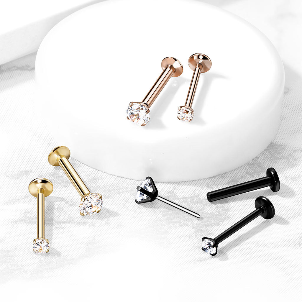 Tiny Stud Flat Back Earring (20G, 18G or 16G, 6mm or 8mm, Gold, Rose Gold or Black)-Cartilage Earring-Elara Body Jewelry