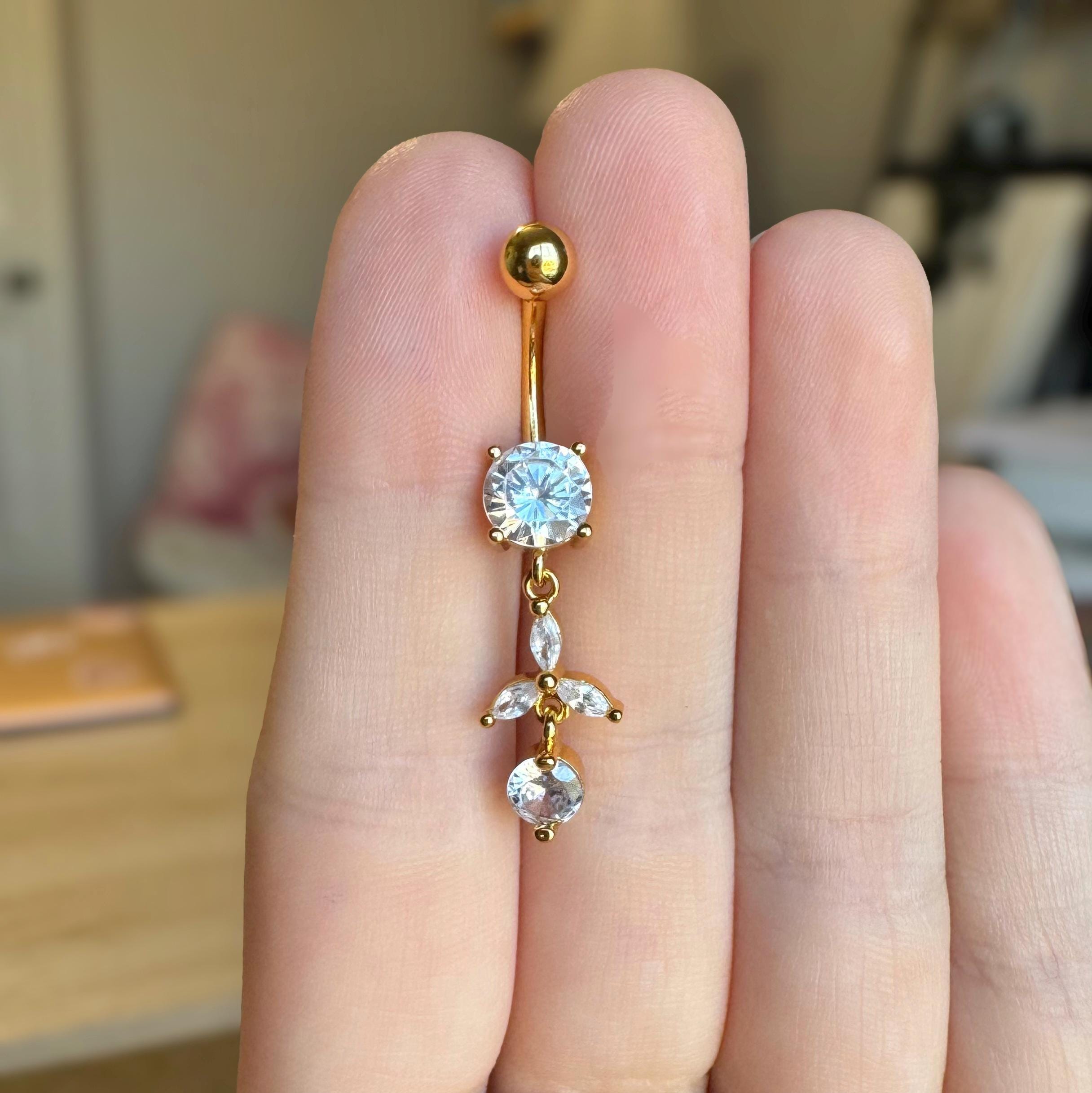 Trinity Glow Belly Button Ring-Belly Button Rings-Elara Body Jewelry