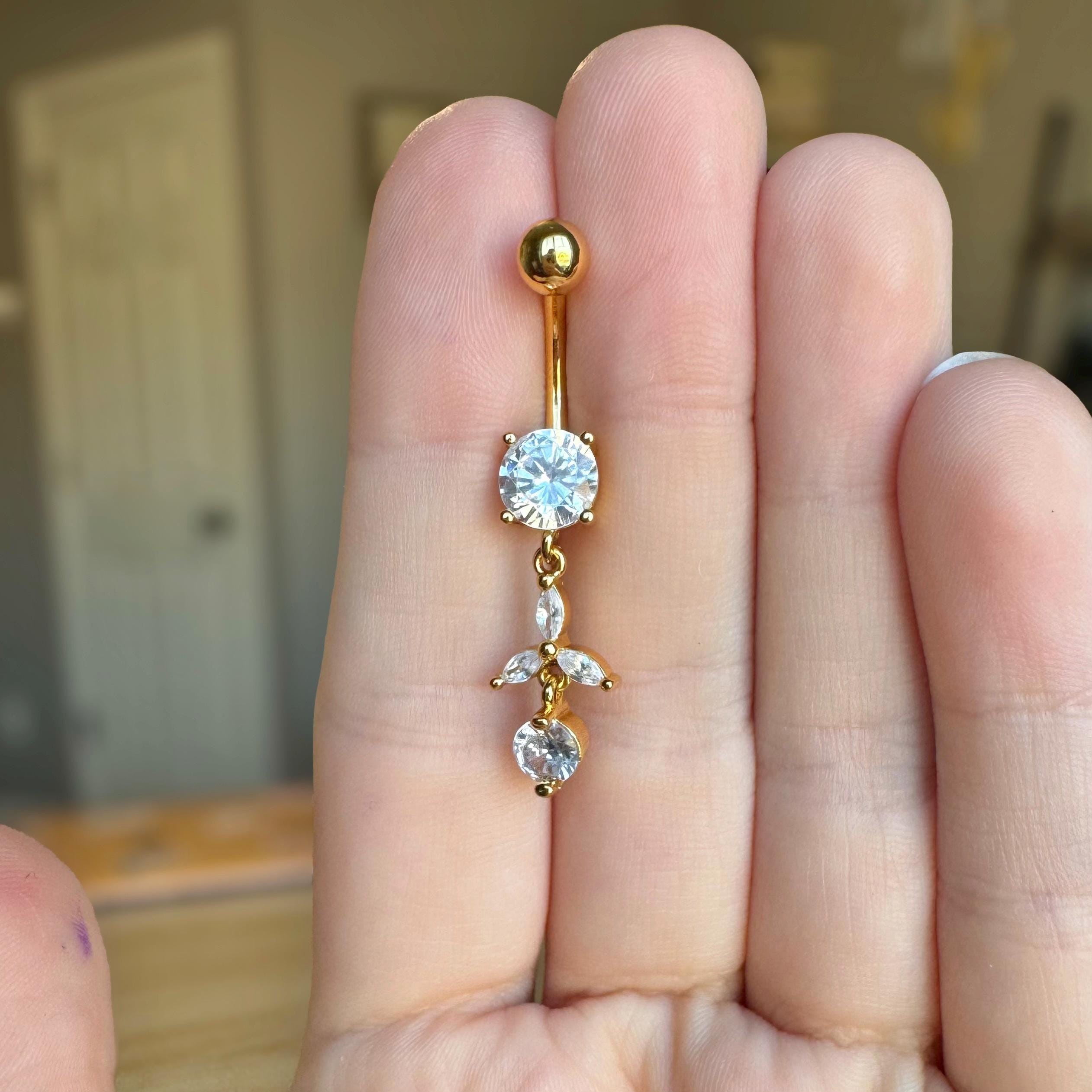 Trinity Glow Belly Button Ring-Belly Button Rings-Elara Body Jewelry