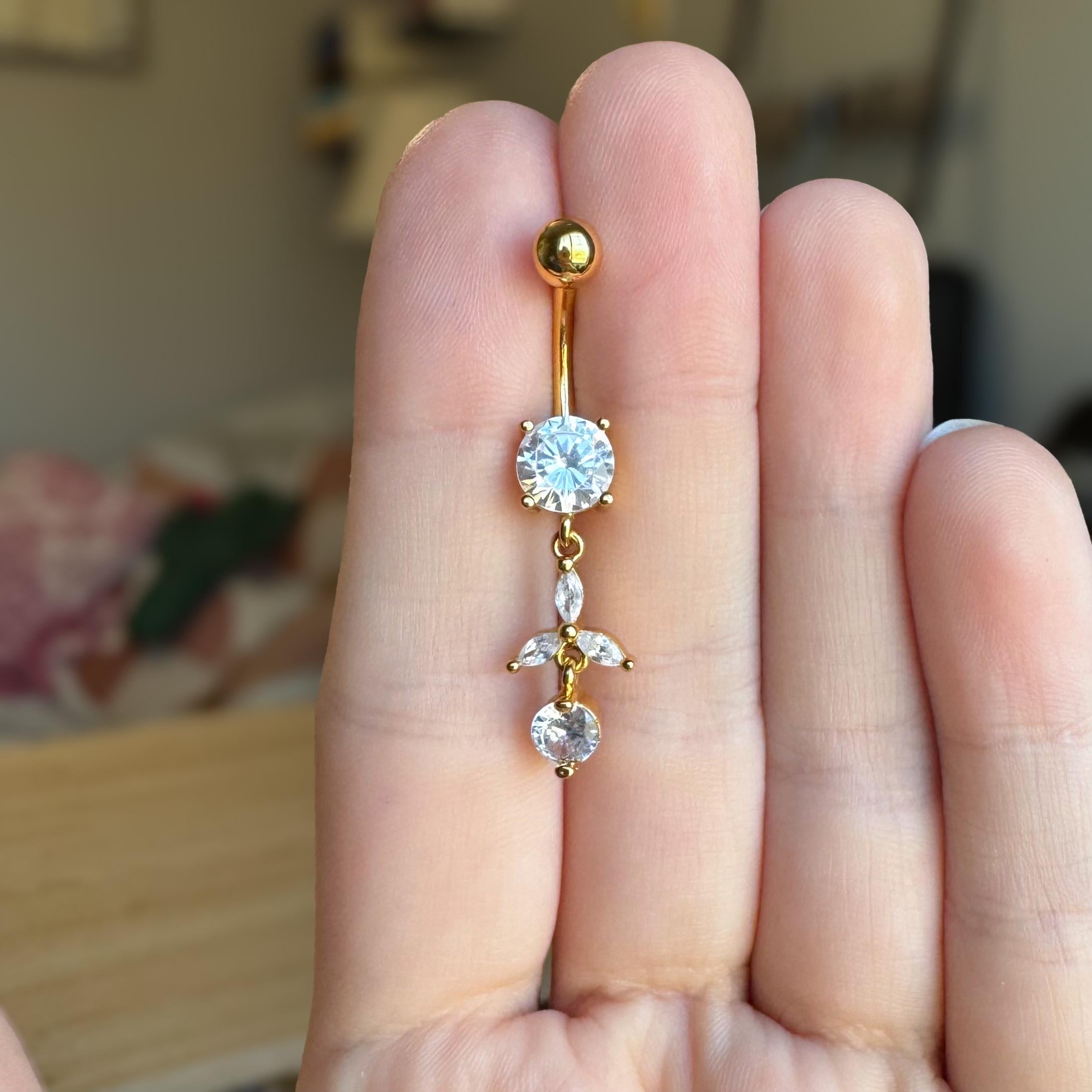 Trinity Glow Belly Button Ring-Belly Button Rings-Elara Body Jewelry