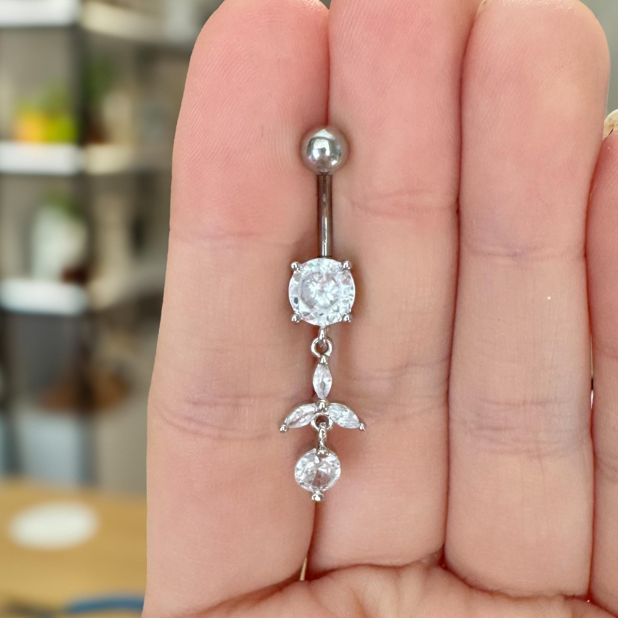 Trinity Glow Belly Button Ring-Belly Button Rings-Elara Body Jewelry