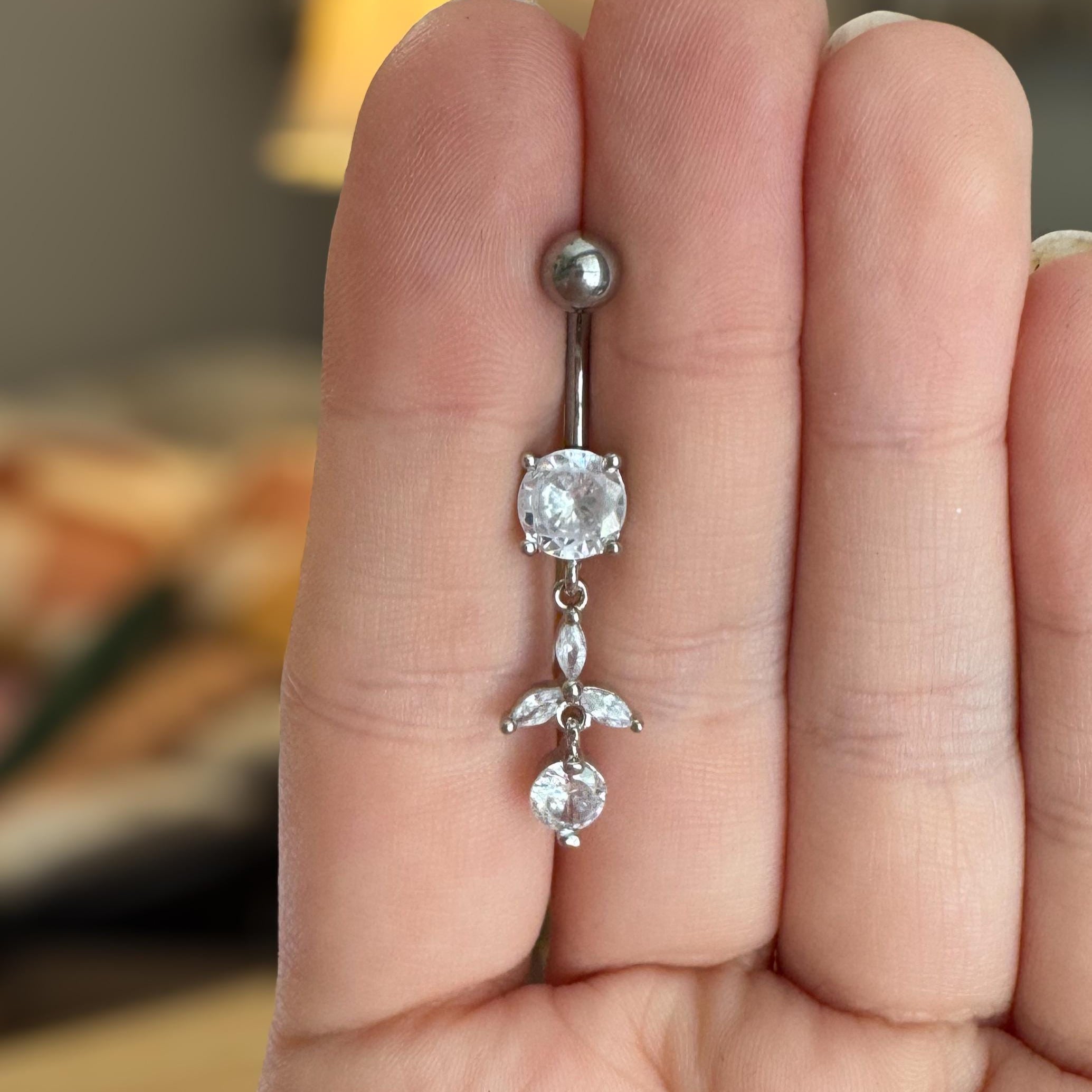 Trinity Glow Belly Button Ring-Belly Button Rings-Elara Body Jewelry