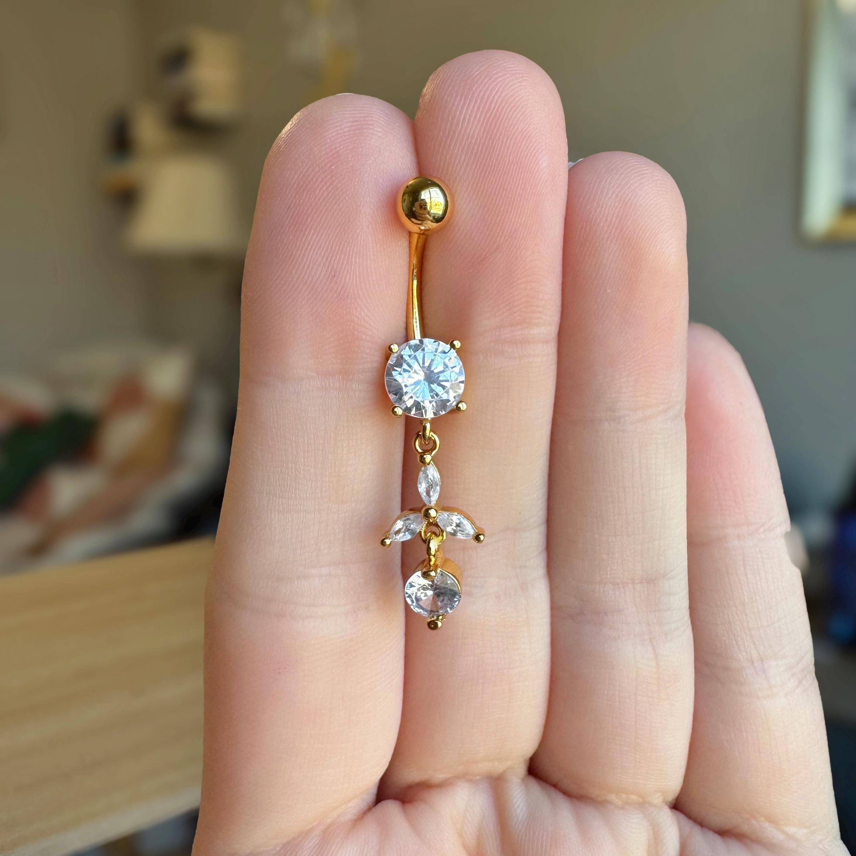 Trinity Glow Belly Button Ring-Belly Button Rings-Elara Body Jewelry