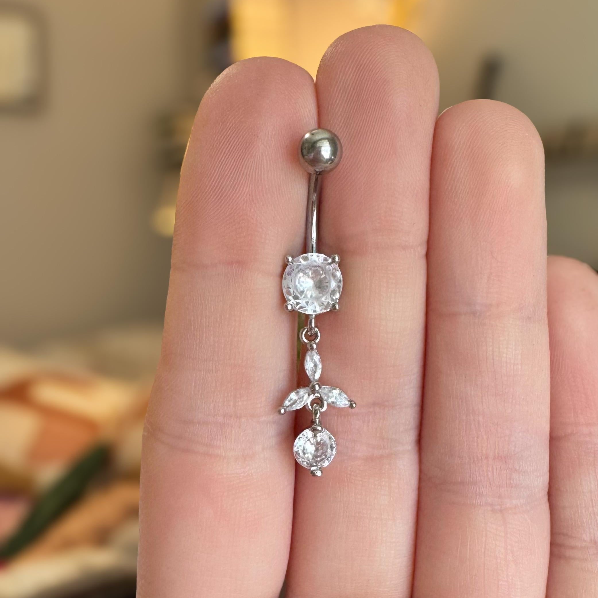 Trinity Glow Belly Button Ring-Belly Button Rings-Elara Body Jewelry