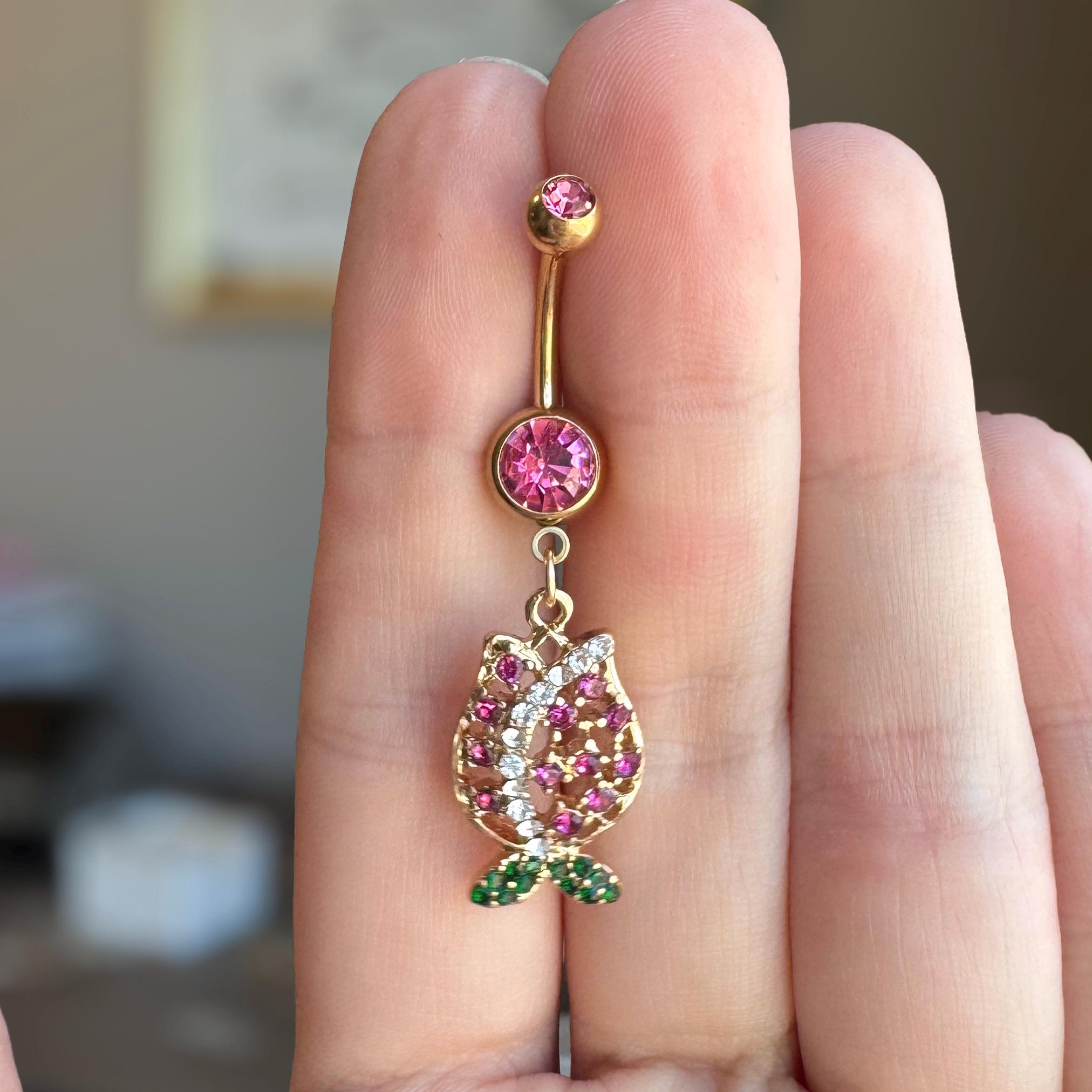 Tulip Blossom Belly Button Ring-Belly Button Rings-Elara Body Jewelry