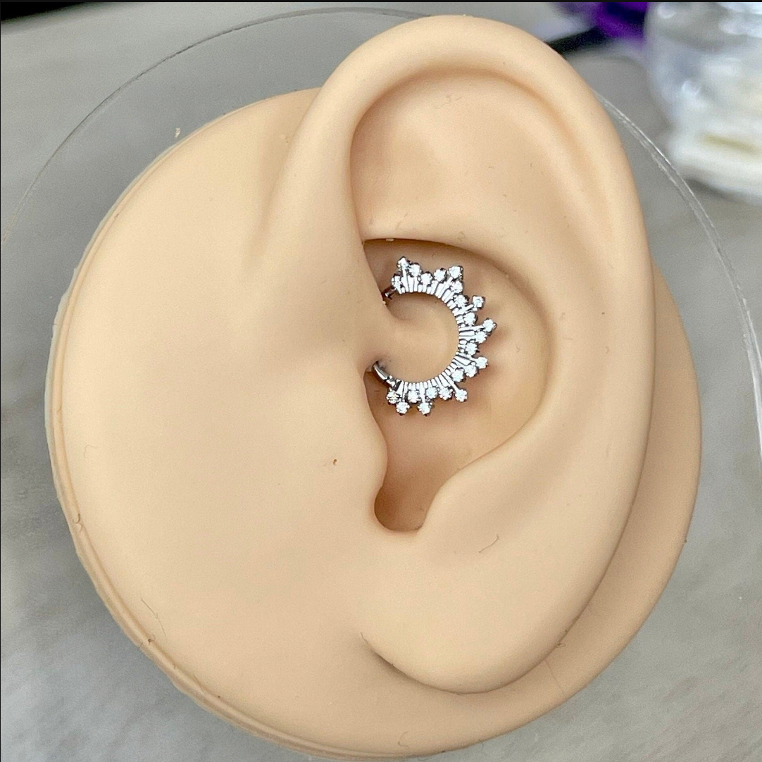 Twilight Diadem Daith Earring-Daith Earring-Silver-8mm Diameter-Elara Body Jewelry