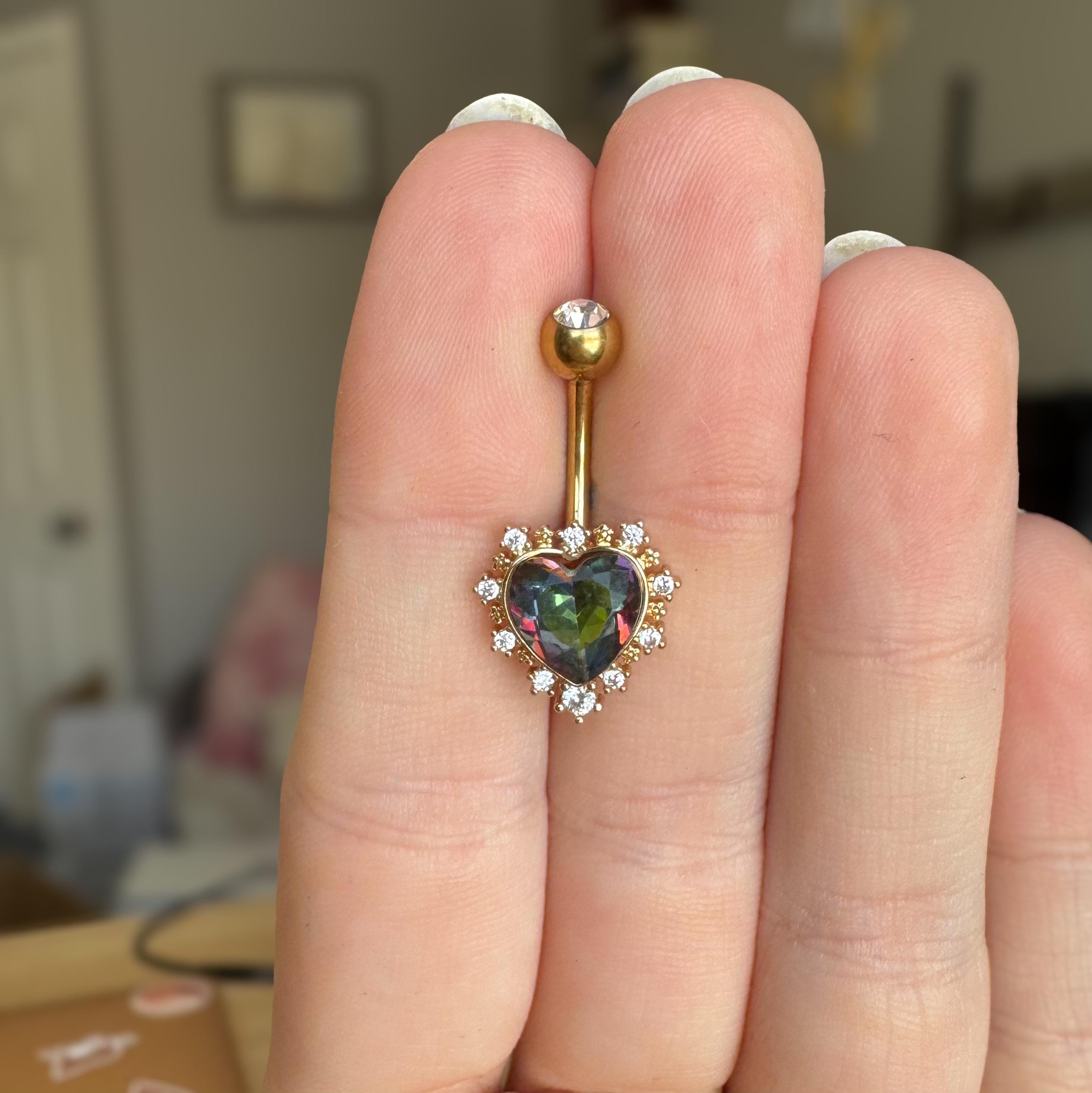 Velora Heart Belly Button Ring-Belly Button Rings-Elara Body Jewelry