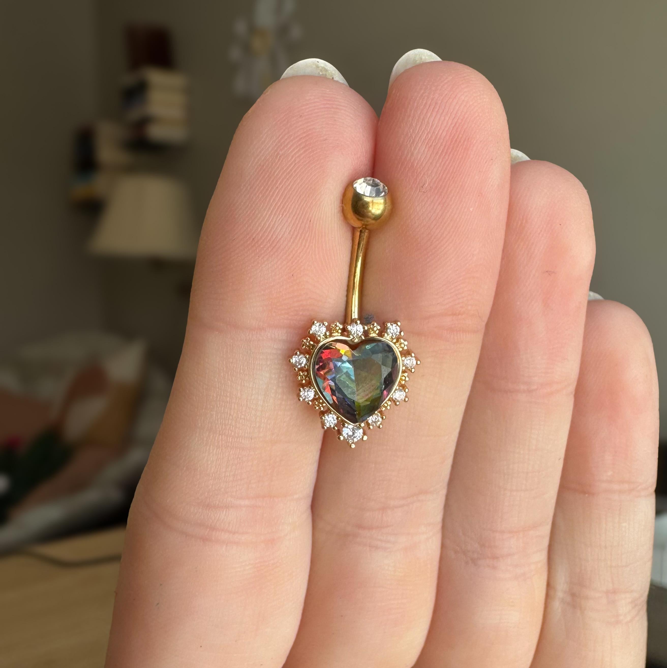 Velora Heart Belly Button Ring-Belly Button Rings-Elara Body Jewelry