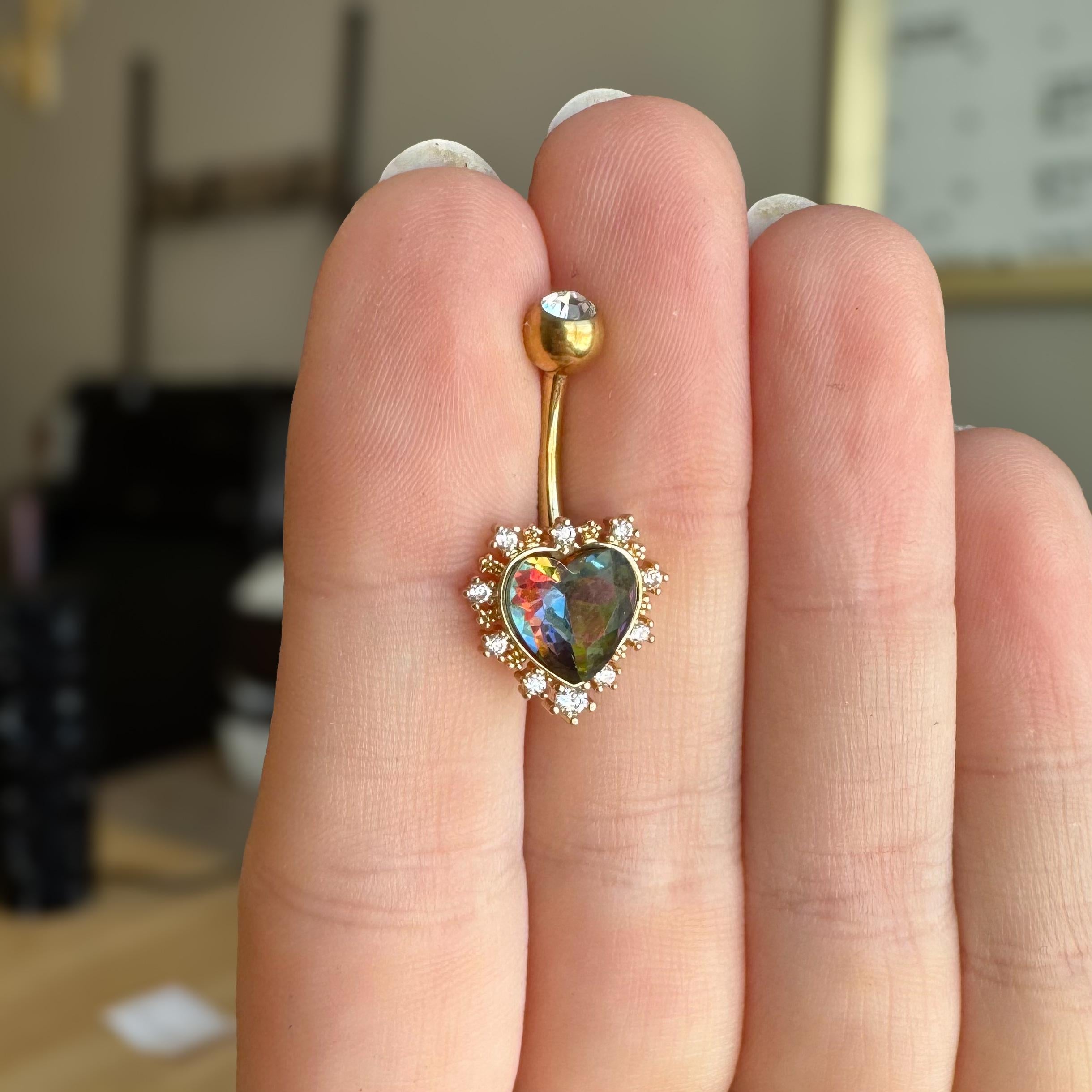 Velora Heart Belly Button Ring-Belly Button Rings-Elara Body Jewelry