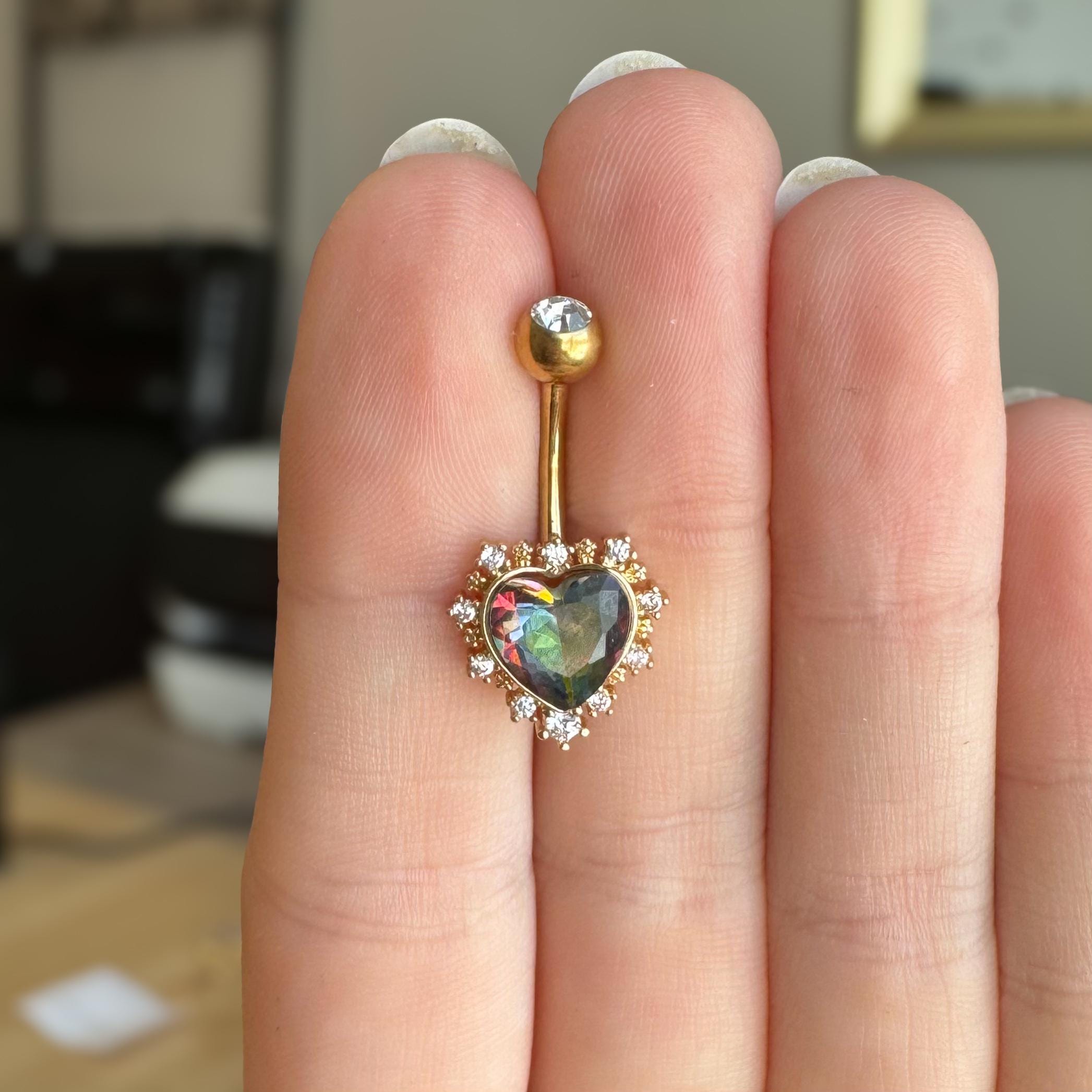 Velora Heart Belly Button Ring-Belly Button Rings-Elara Body Jewelry