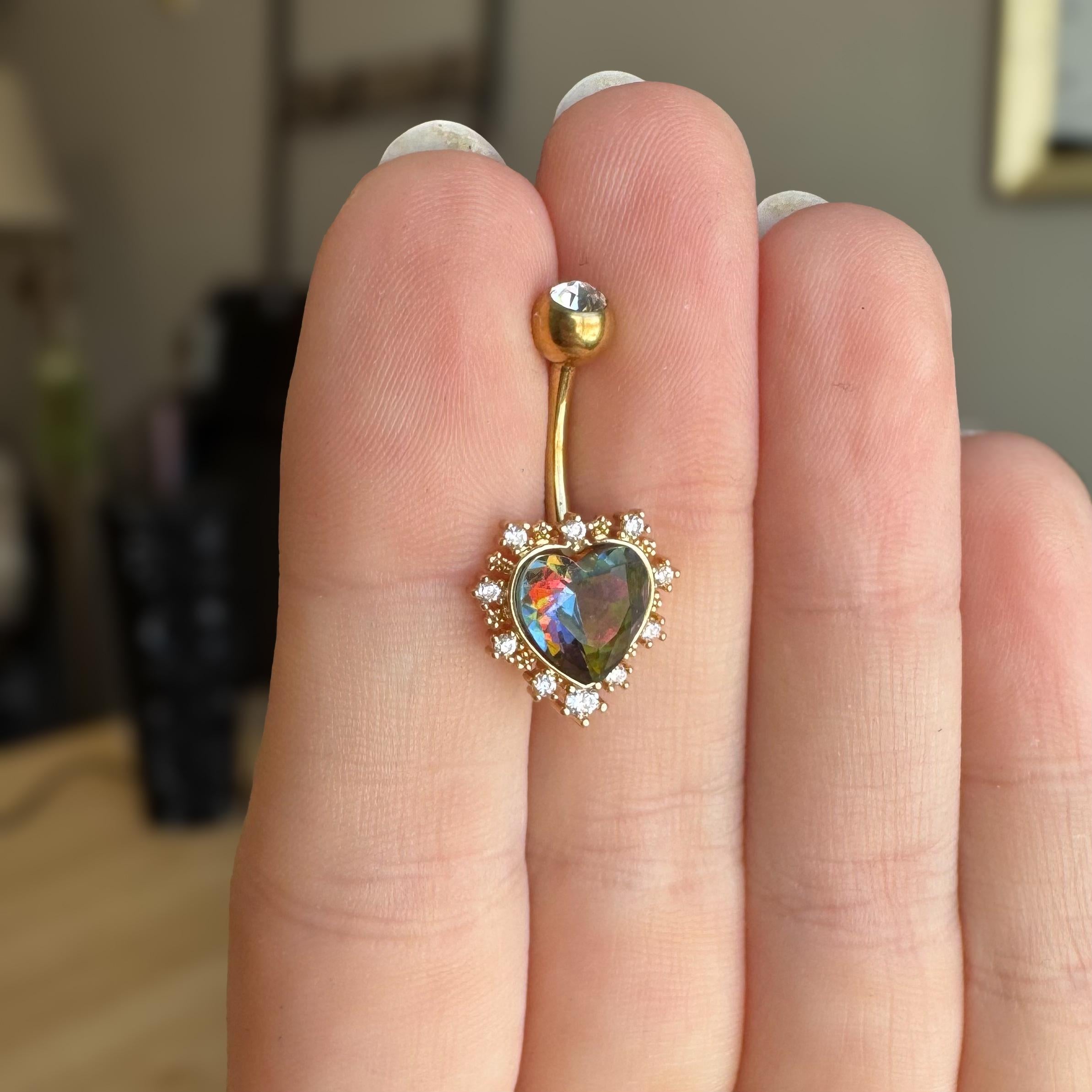 Velora Heart Belly Button Ring-Belly Button Rings-Elara Body Jewelry