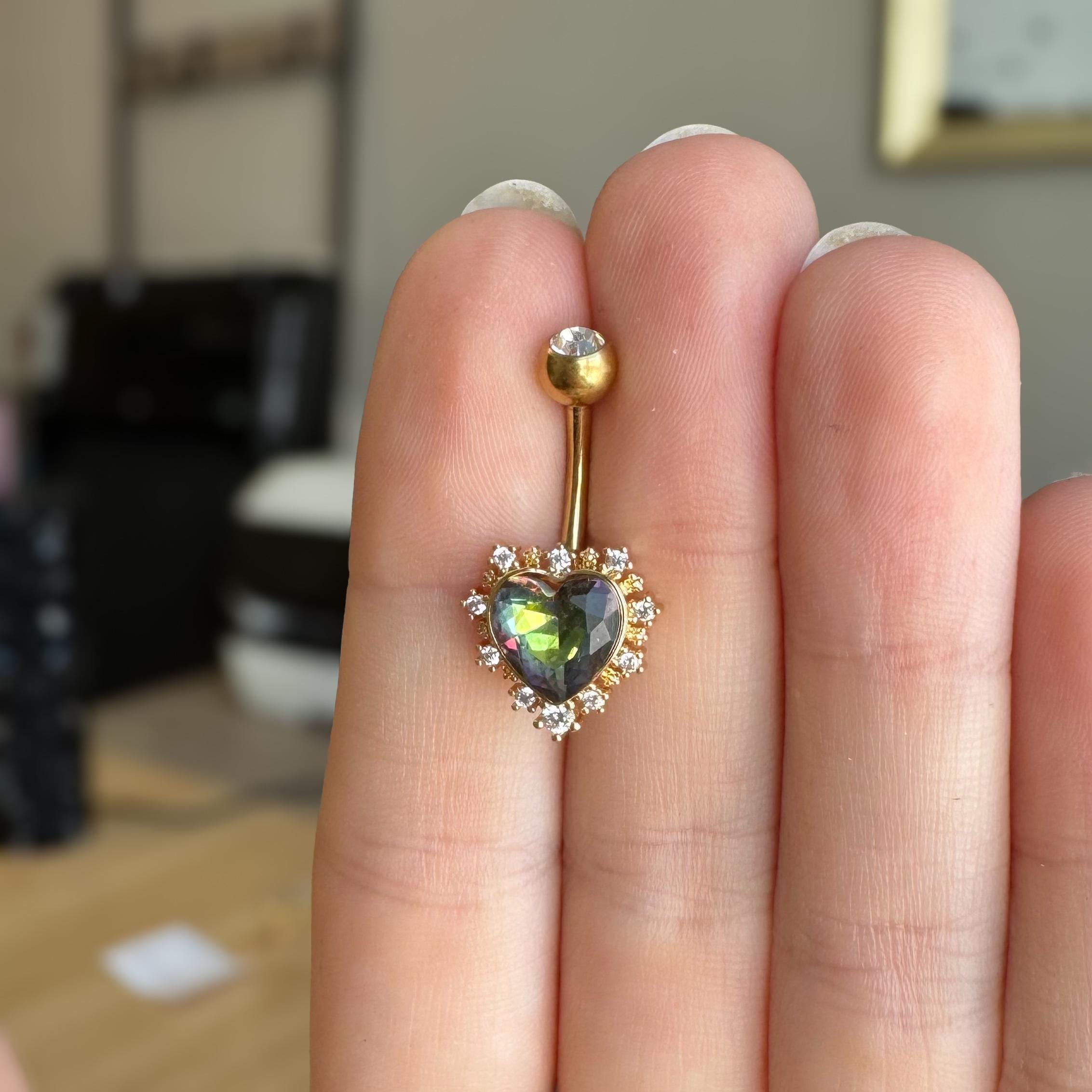 Velora Heart Belly Button Ring-Belly Button Rings-Elara Body Jewelry