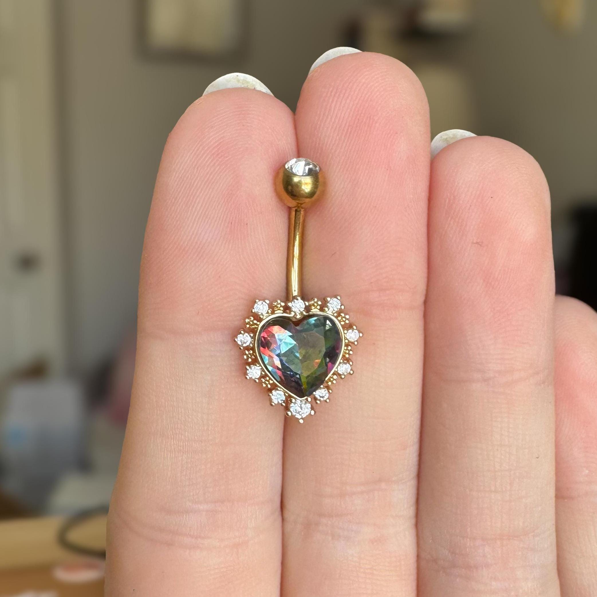 Velora Heart Belly Button Ring-Belly Button Rings-Gold-Elara Body Jewelry