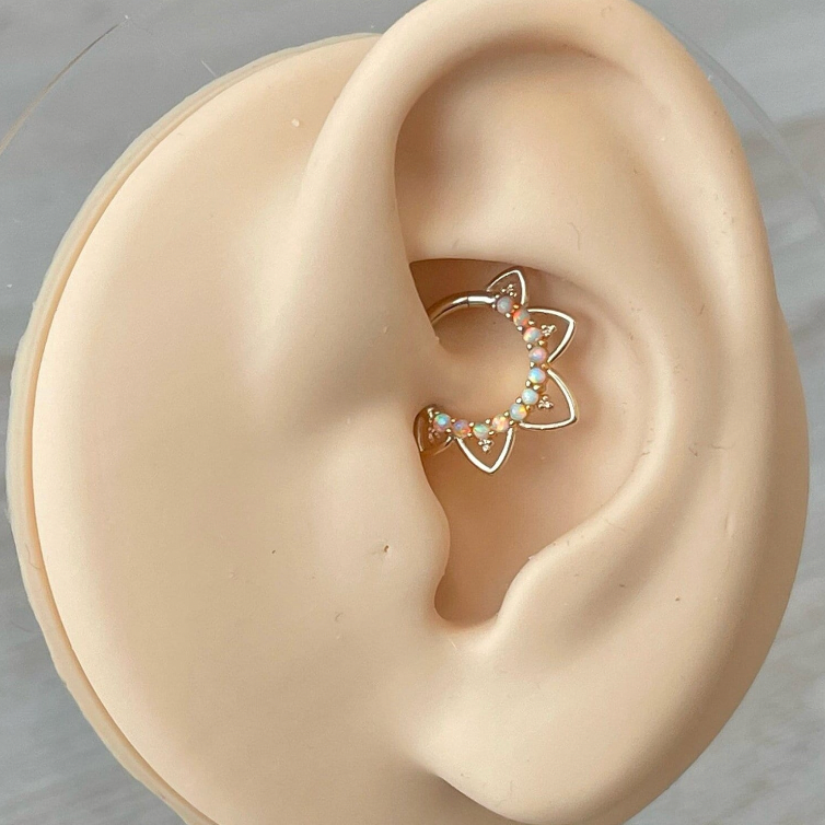 Velora Spark Opal Daith Earring-Daith Earring-Elara Body Jewelry