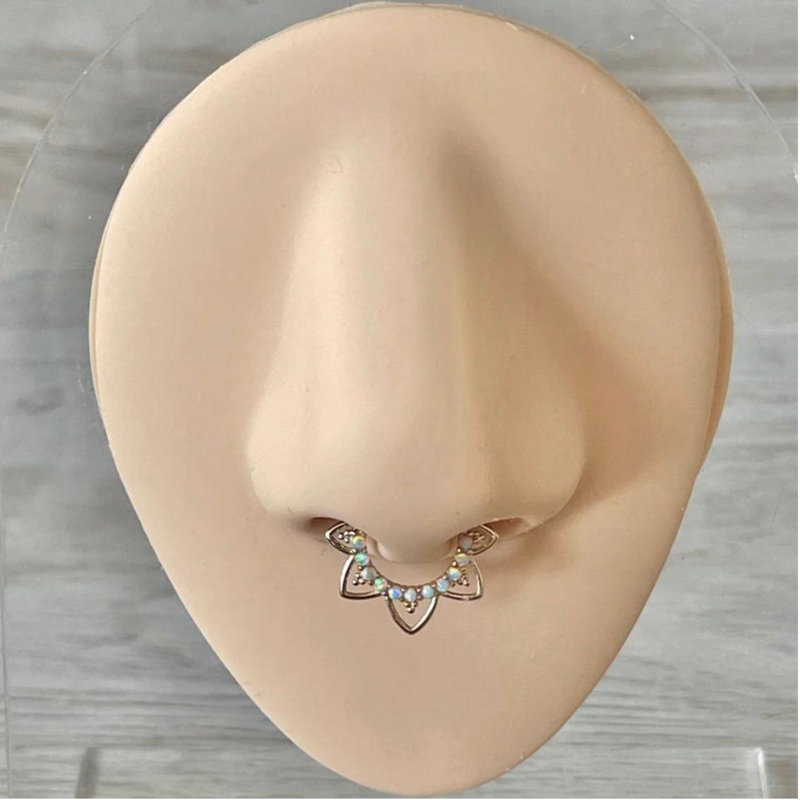 Velora Spark Opal Septum Ring-Septum Ring-Elara Body Jewelry