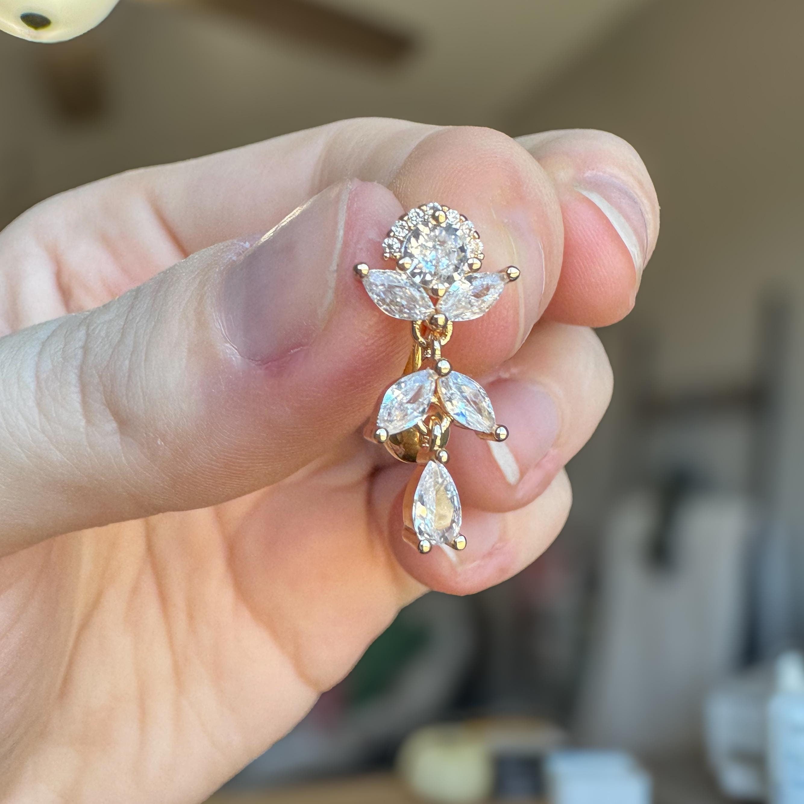 Verdessa Drop Belly Button Ring-Belly Button Rings-Elara Body Jewelry