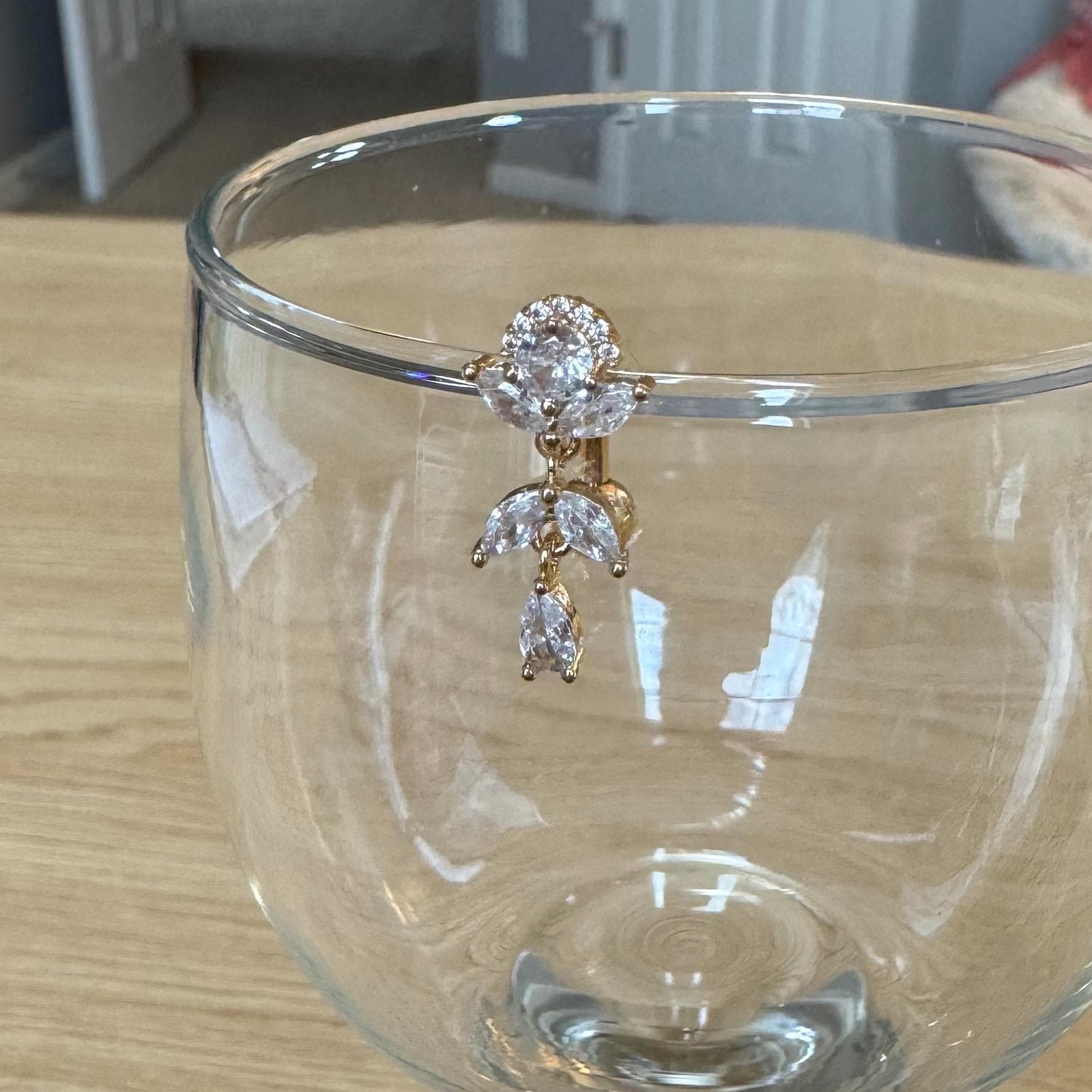 Verdessa Drop Belly Button Ring-Belly Button Rings-Elara Body Jewelry