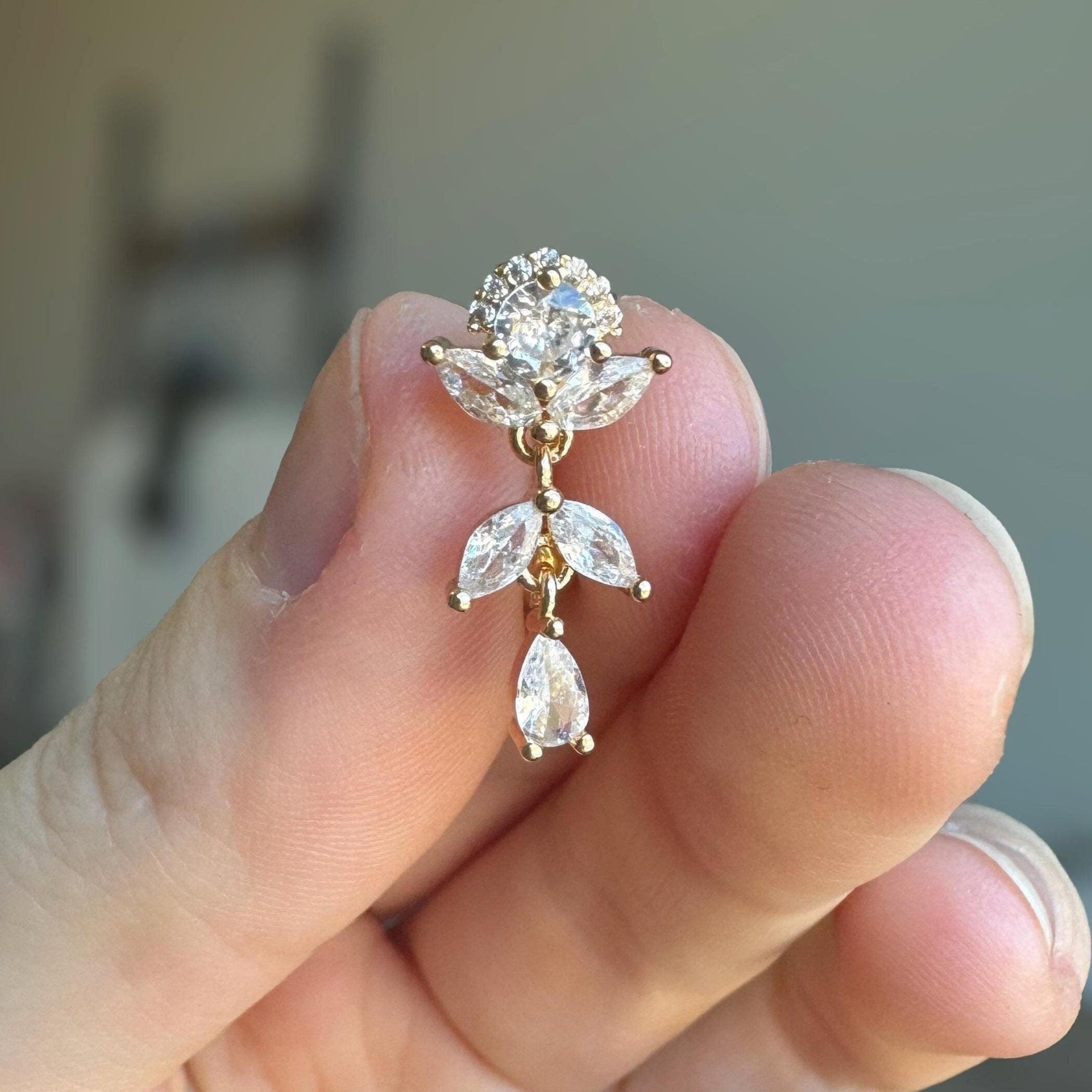 Verdessa Drop Belly Button Ring-Belly Button Rings-Gold-Elara Body Jewelry