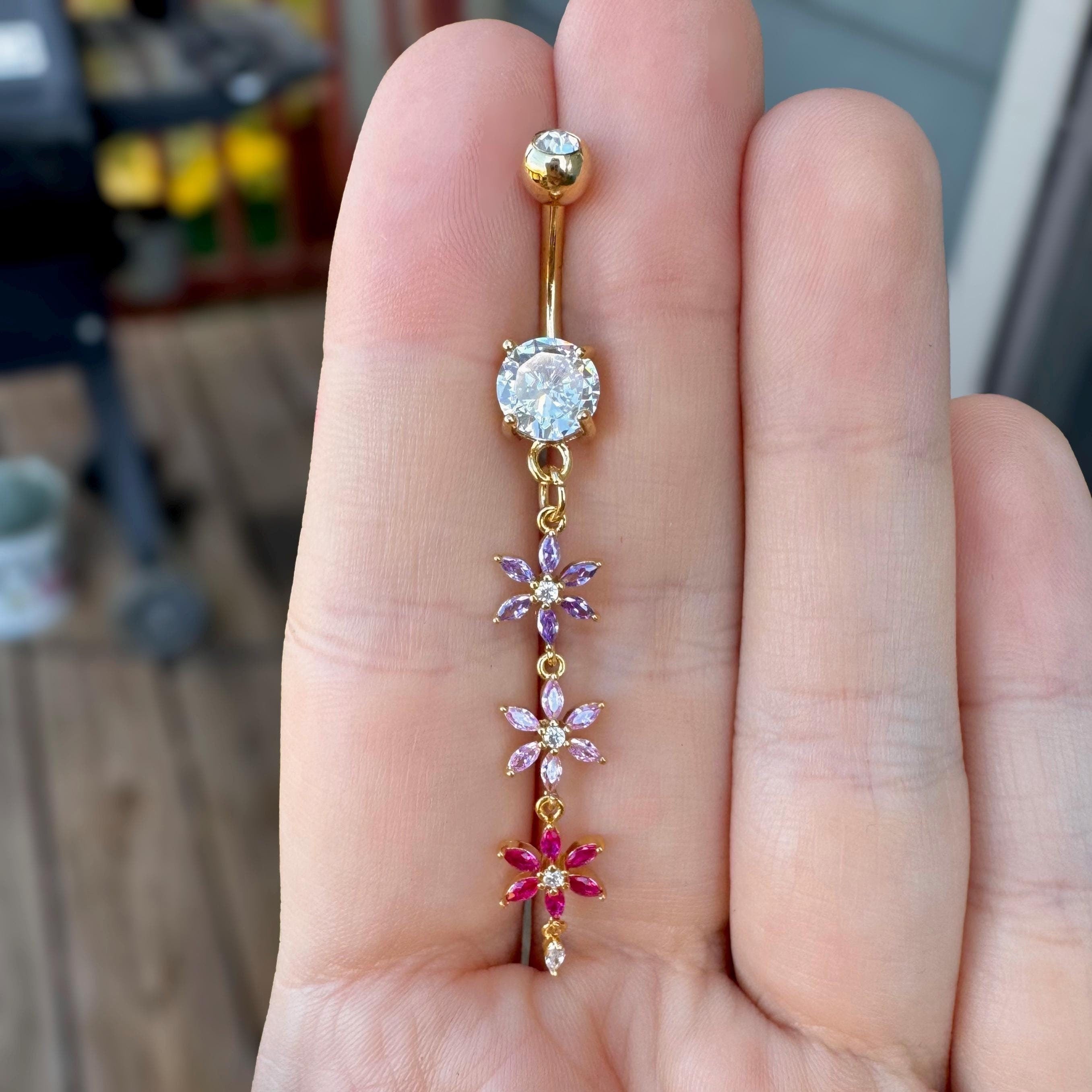Wisteria Arbor Belly Button Ring-Belly Button Rings-Gold-Elara Body Jewelry