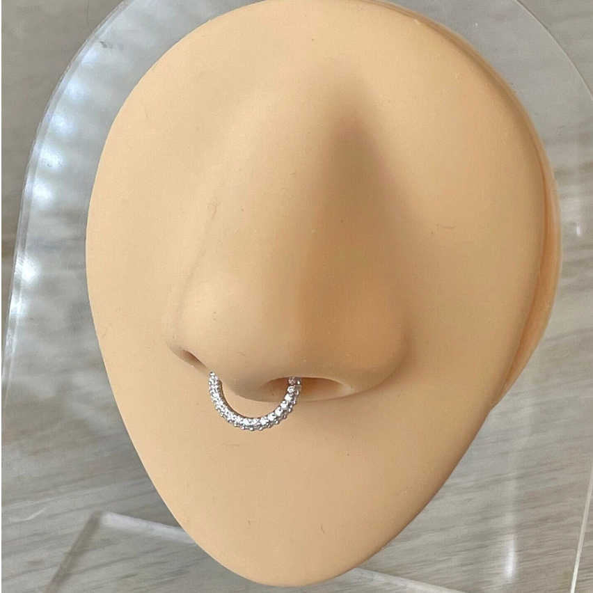 Zephyra Glow Septum Ring-Septum Ring-8mm Diameter-White Gold-Elara Body Jewelry