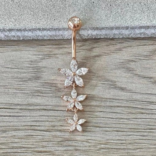 Aloura Flora Belly Button Ring-Belly Button Rings-Rose gold-Elara Body Jewelry