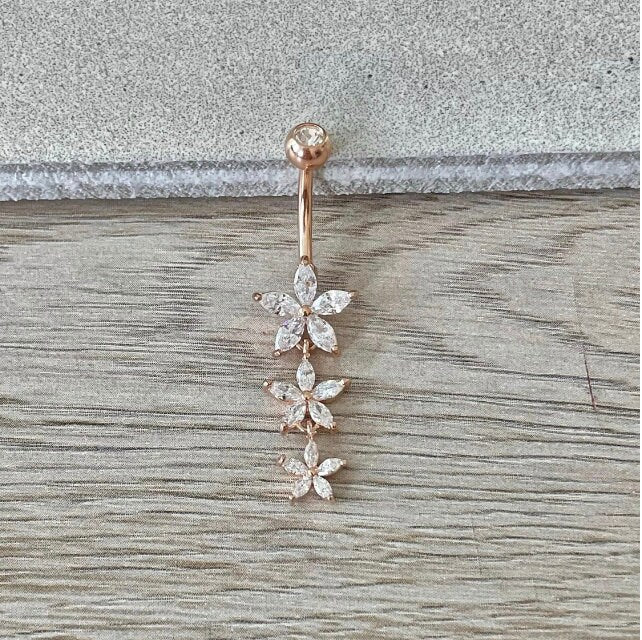 Aloura Flora Belly Button Ring-Belly Button Rings-Rose gold-Elara Body Jewelry