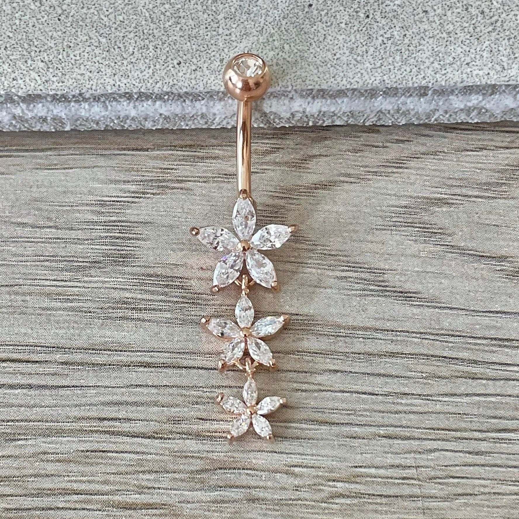 Aloura Flora Belly Button Ring-Belly Button Rings-Rose gold-Elara Body Jewelry