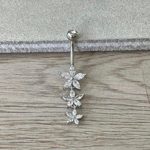 Aloura Flora Belly Button Ring-Belly Button Rings-Silver-Elara Body Jewelry