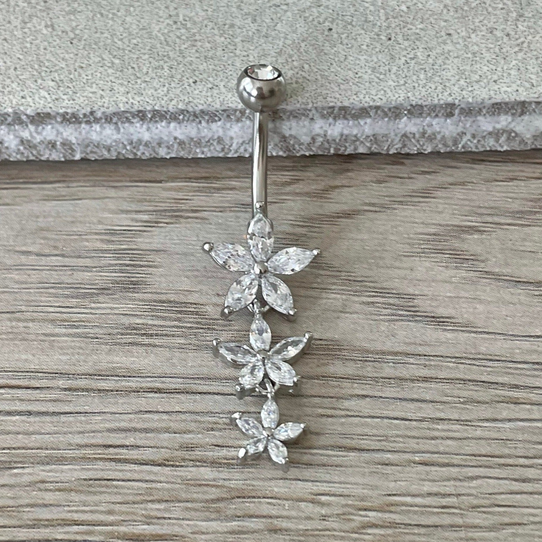 Aloura Flora Belly Button Ring-Belly Button Rings-Silver-Elara Body Jewelry