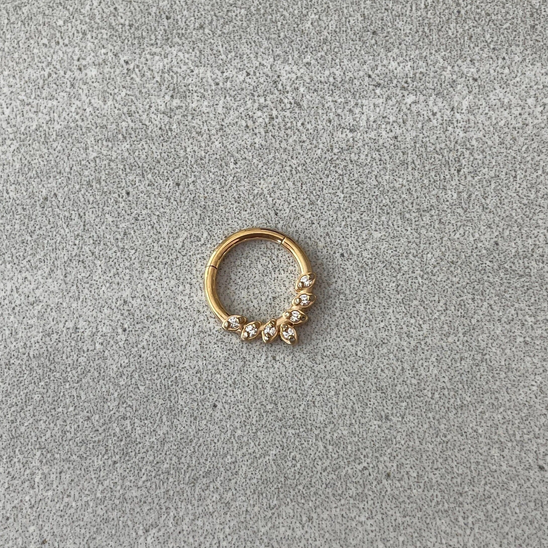 Althea Aura Daith Earring-Daith Earring-Gold-8mm Diameter-Elara Body Jewelry