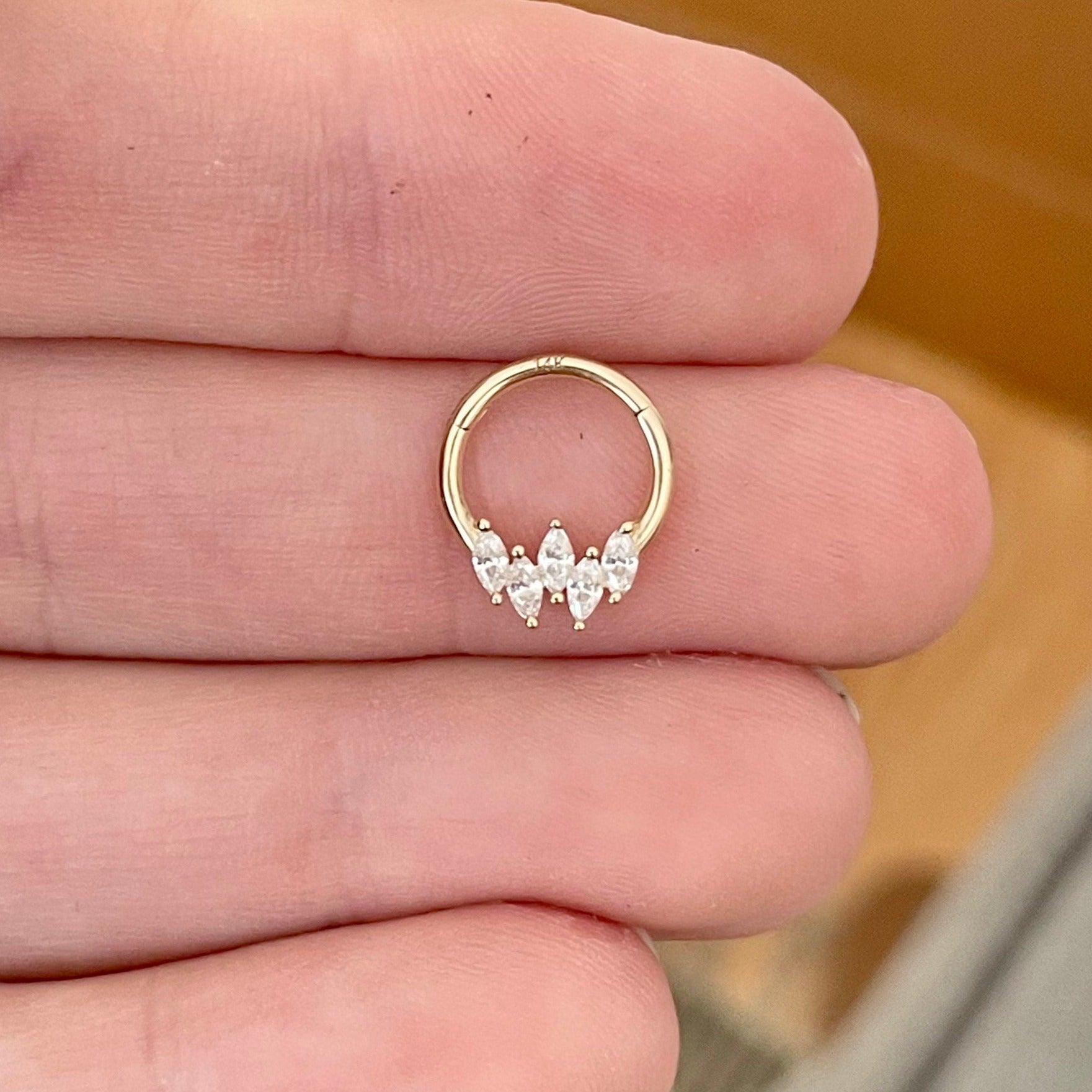 Arelle Solid Gold Daith Earring-Daith Earring-Elara Body Jewelry