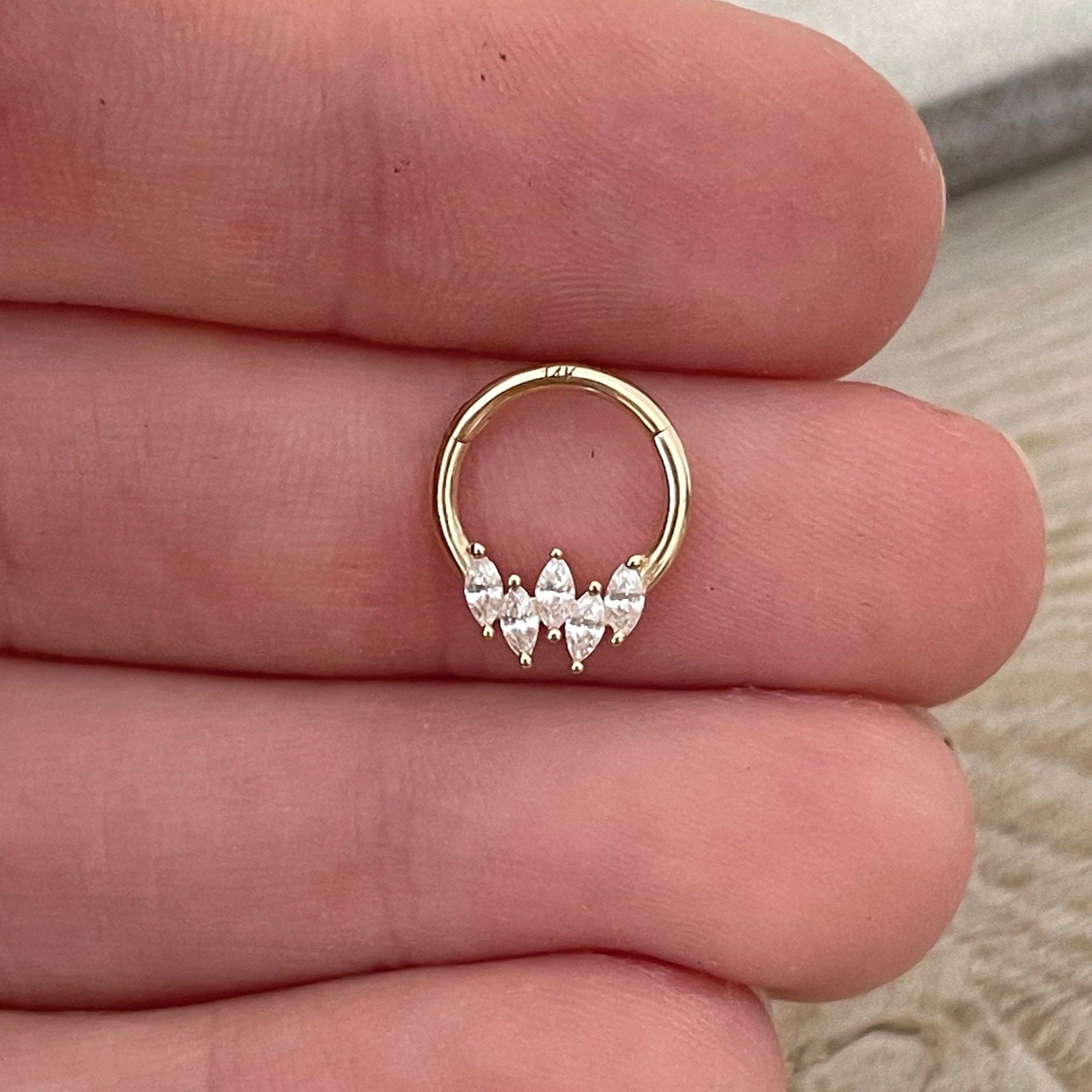 Arelle Solid Gold Daith Earring-Daith Earring-Elara Body Jewelry