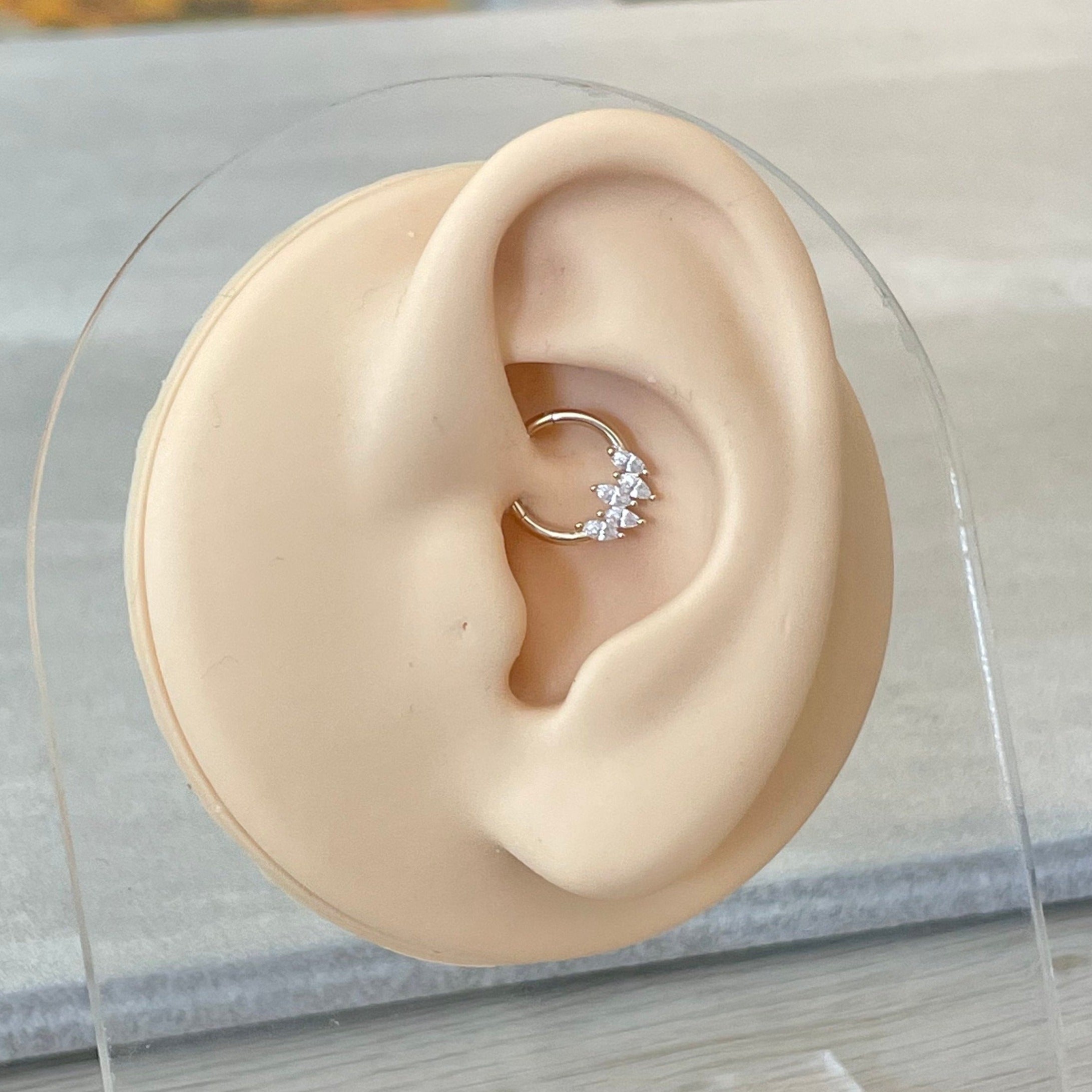 Arelle Solid Gold Daith Earring-Daith Earring-Elara Body Jewelry
