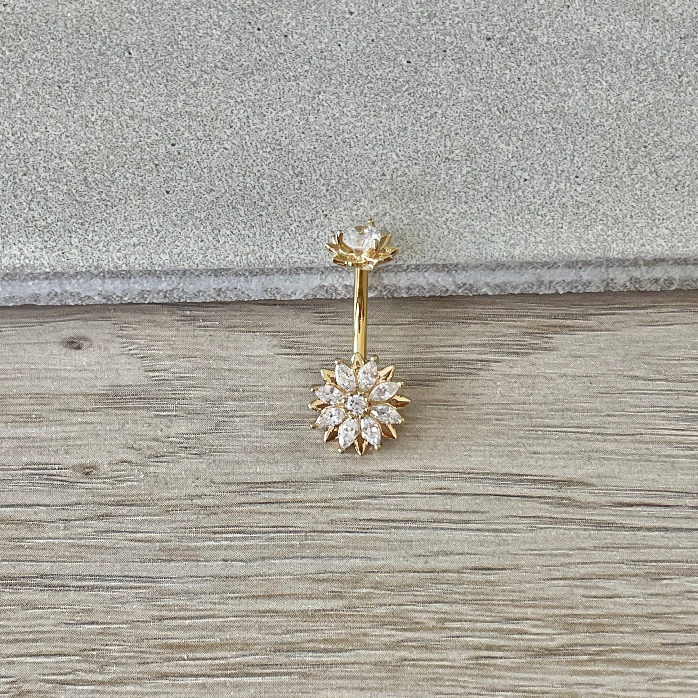 Auralis Petal Belly Button Ring-Belly Button Rings-Elara Body Jewelry