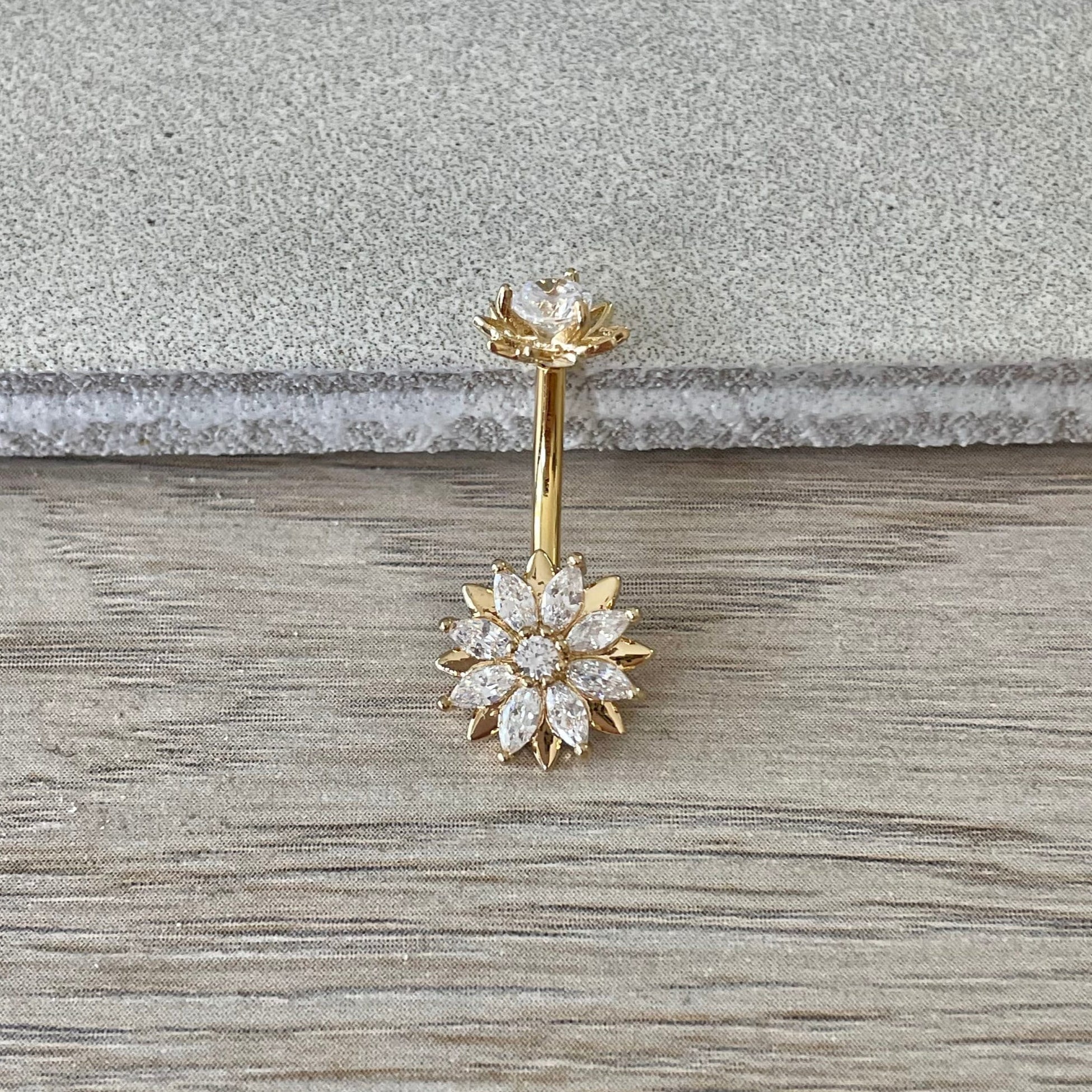 Auralis Petal Belly Button Ring-Belly Button Rings-Elara Body Jewelry