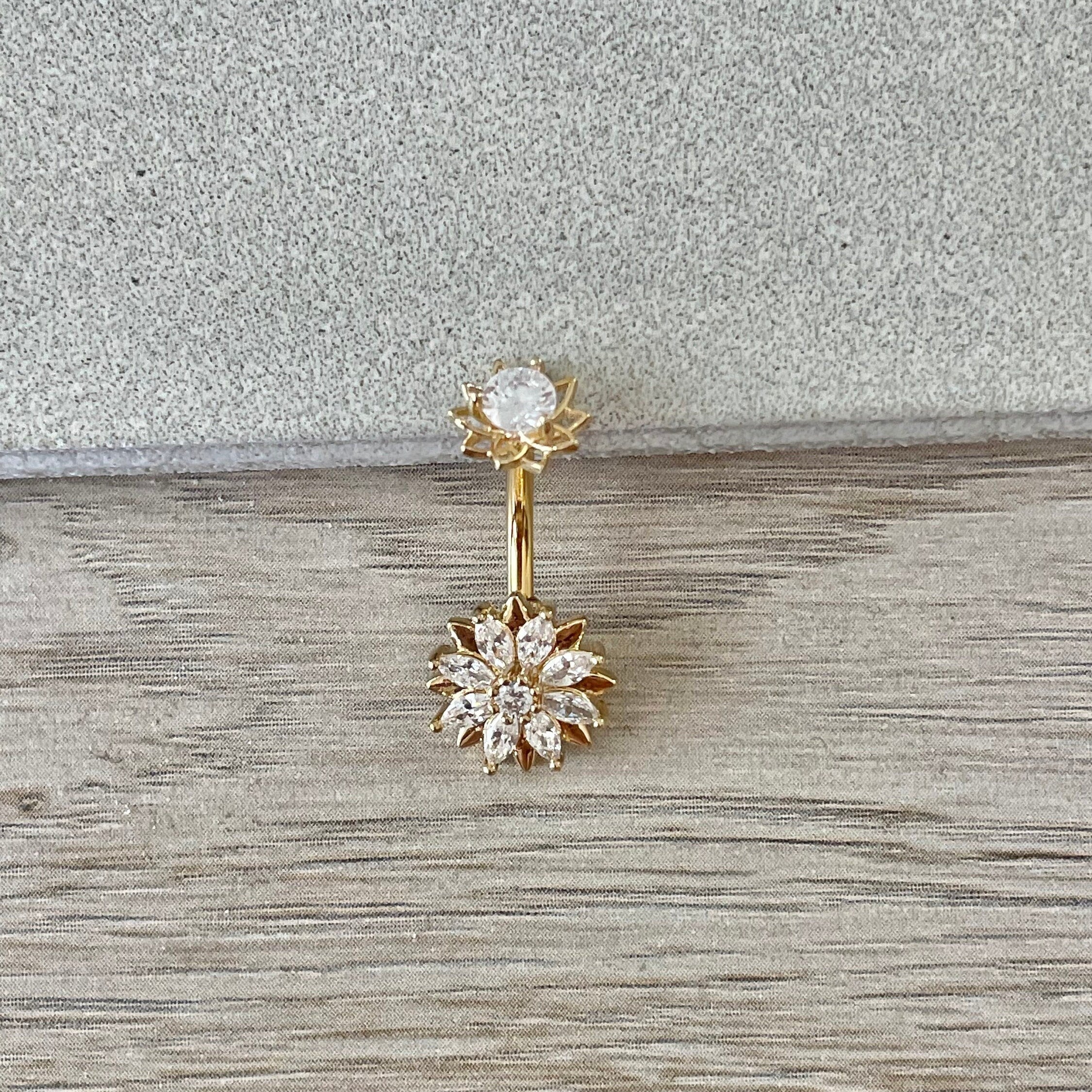 Auralis Petal Belly Button Ring-Belly Button Rings-Elara Body Jewelry