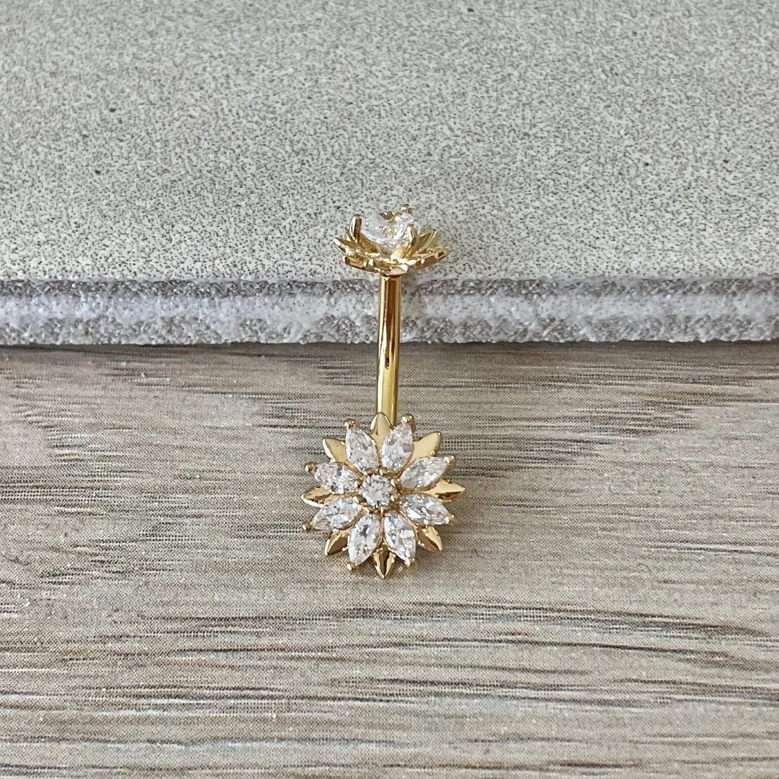 Auralis Petal Belly Button Ring-Belly Button Rings-Gold-Elara Body Jewelry