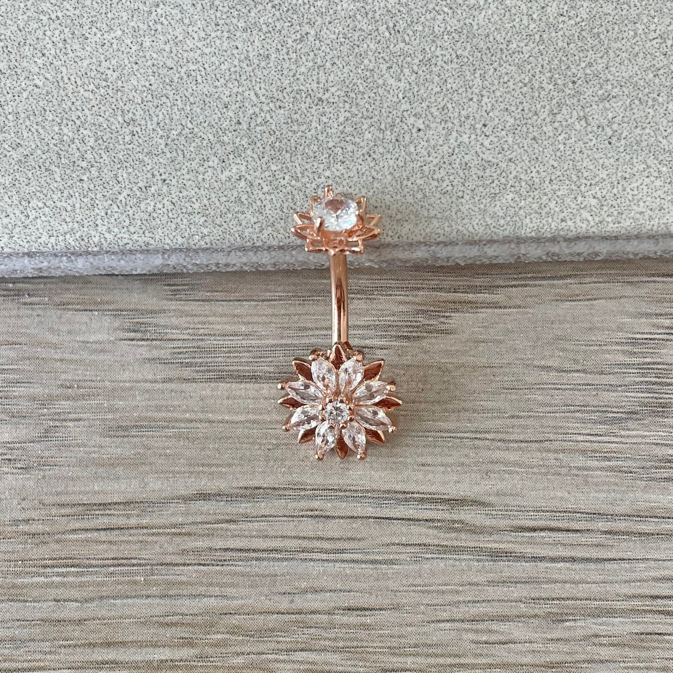 Auralis Petal Belly Button Ring-Belly Button Rings-Elara Body Jewelry