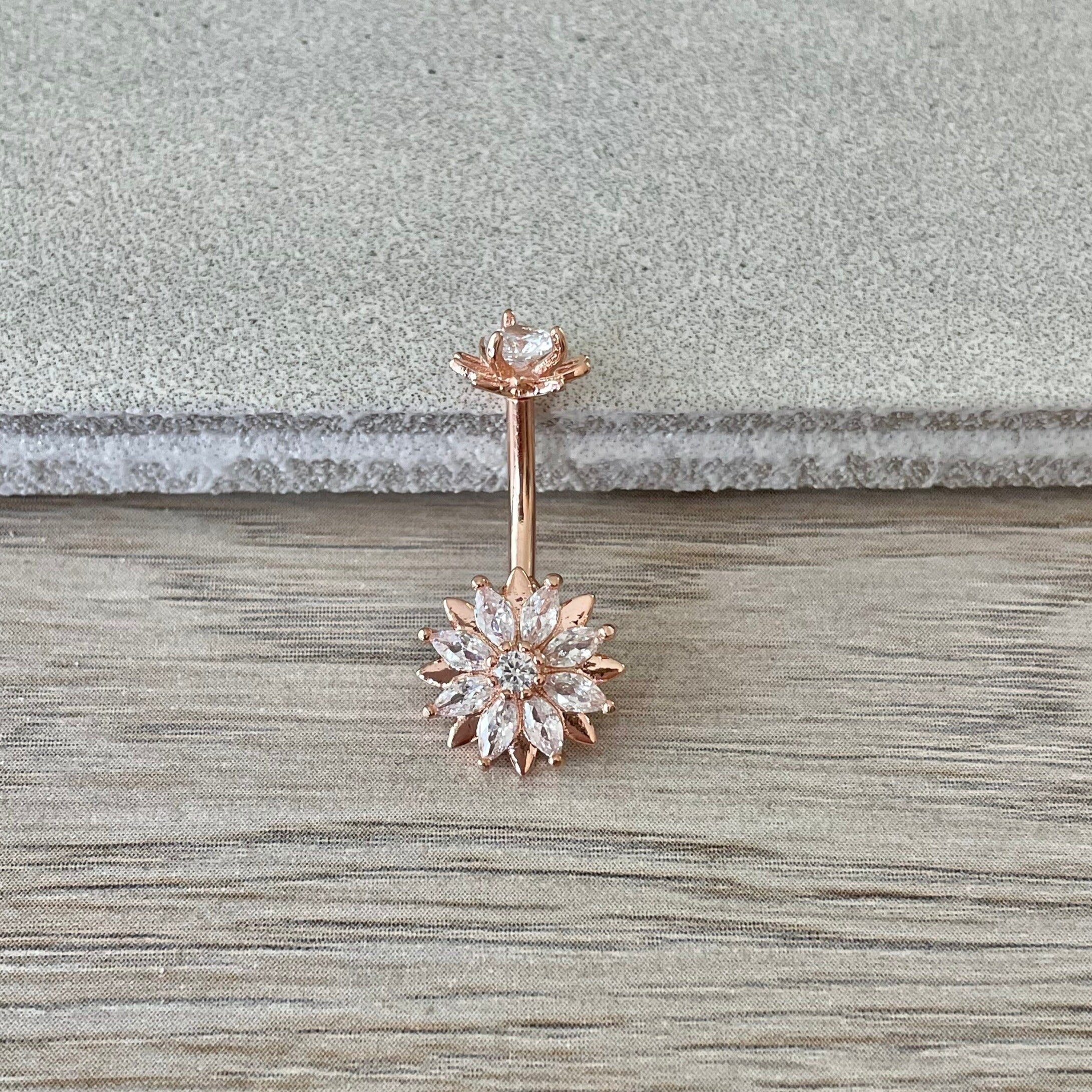 Auralis Petal Belly Button Ring-Belly Button Rings-Elara Body Jewelry