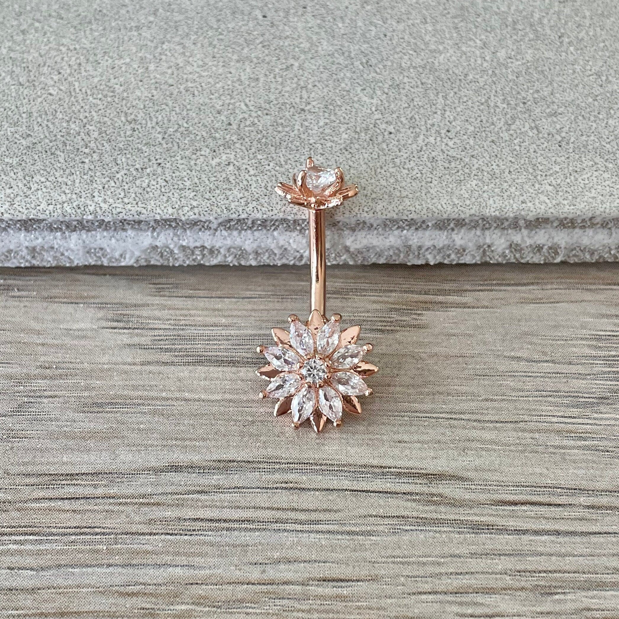 Auralis Petal Belly Button Ring-Belly Button Rings-Elara Body Jewelry