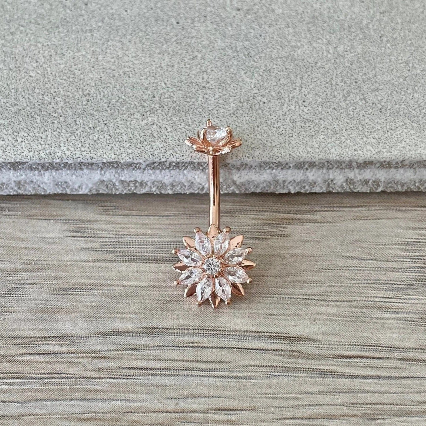 Auralis Petal Belly Button Ring-Belly Button Rings-Rose gold-Elara Body Jewelry